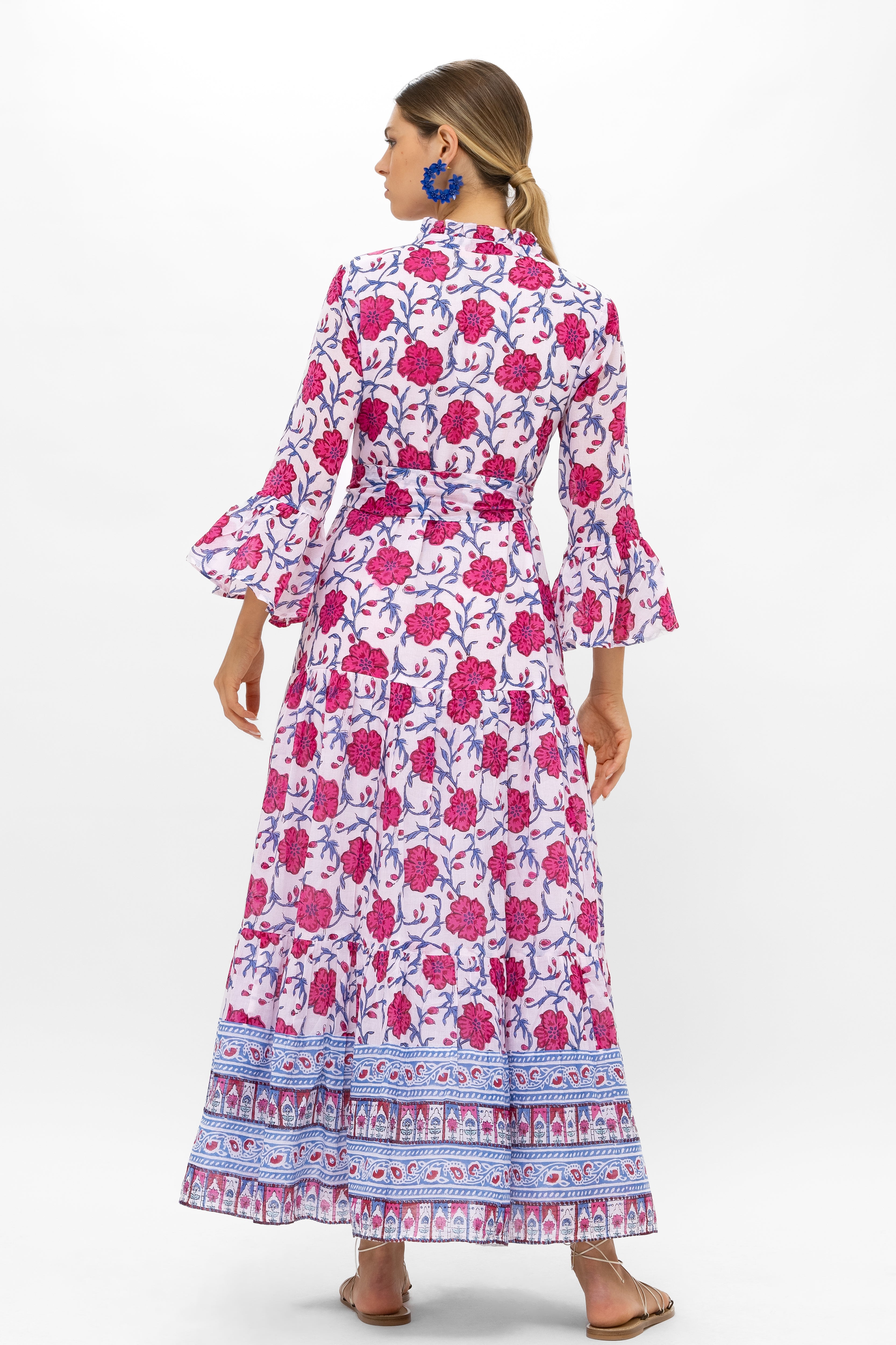 Ruffle Collar Bell Maxi- Poppy Raspberry