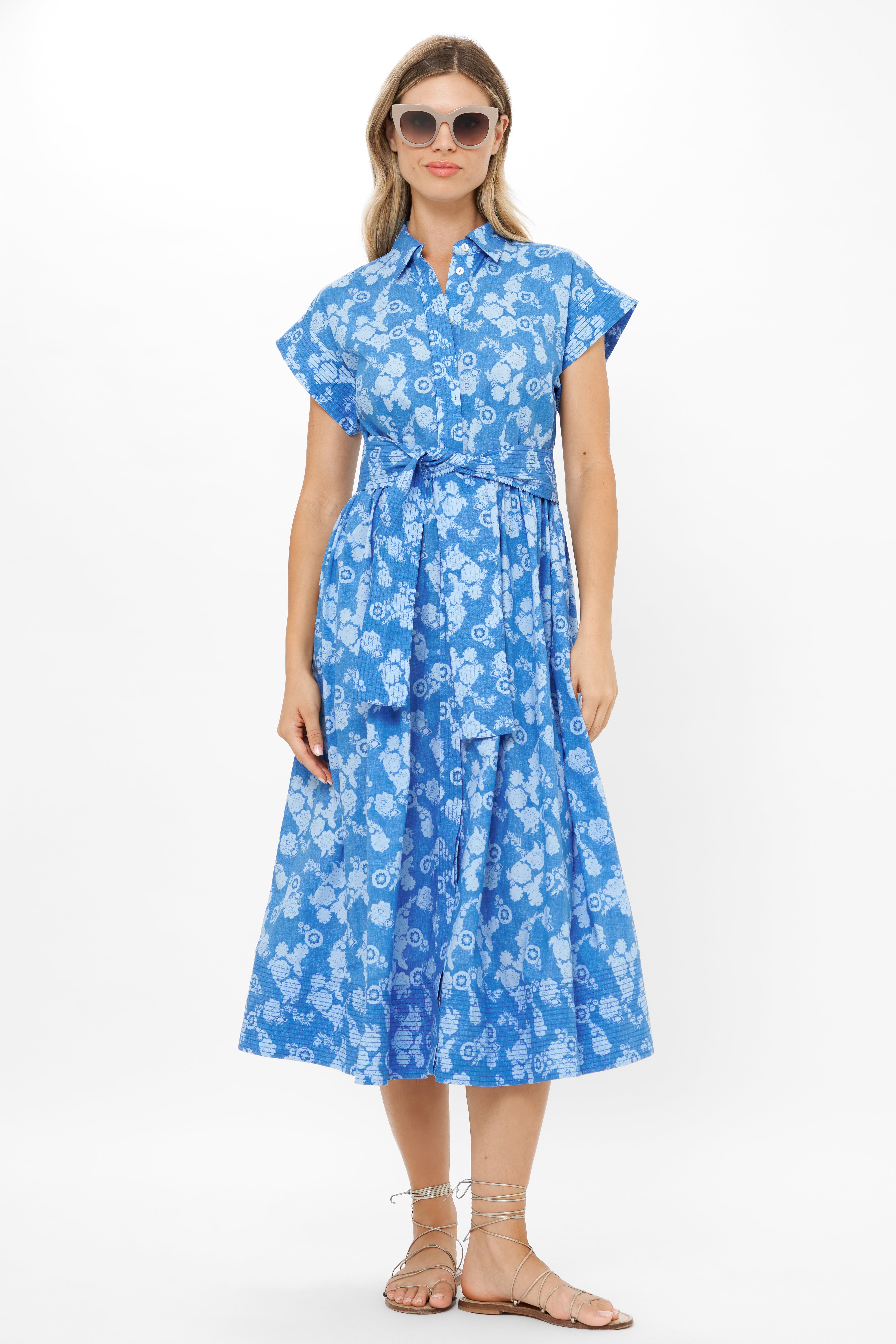 Belted Shirt Dress- Pretoria Navy