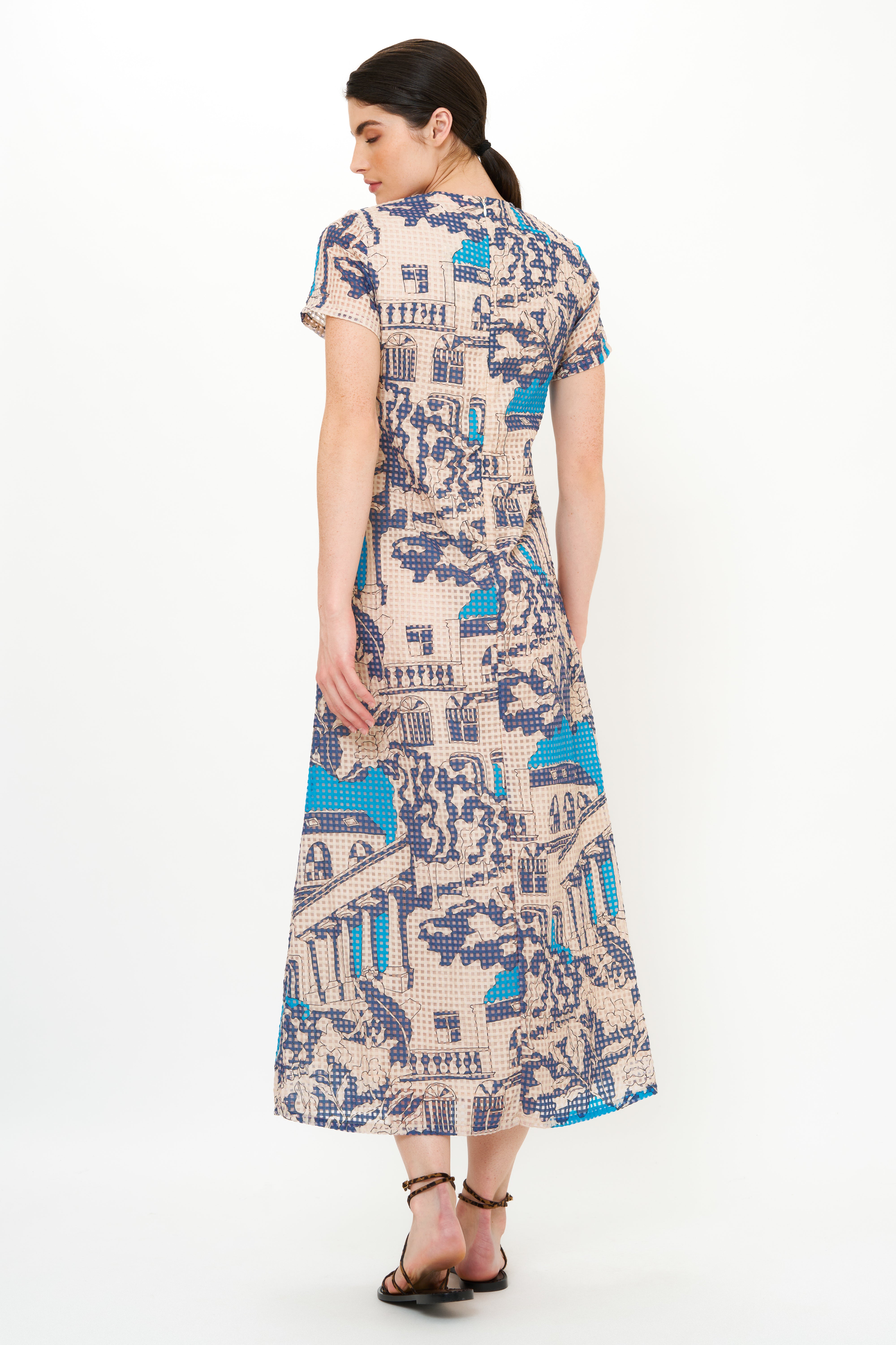 Short Sleeve Shift Maxi- Roma Blue