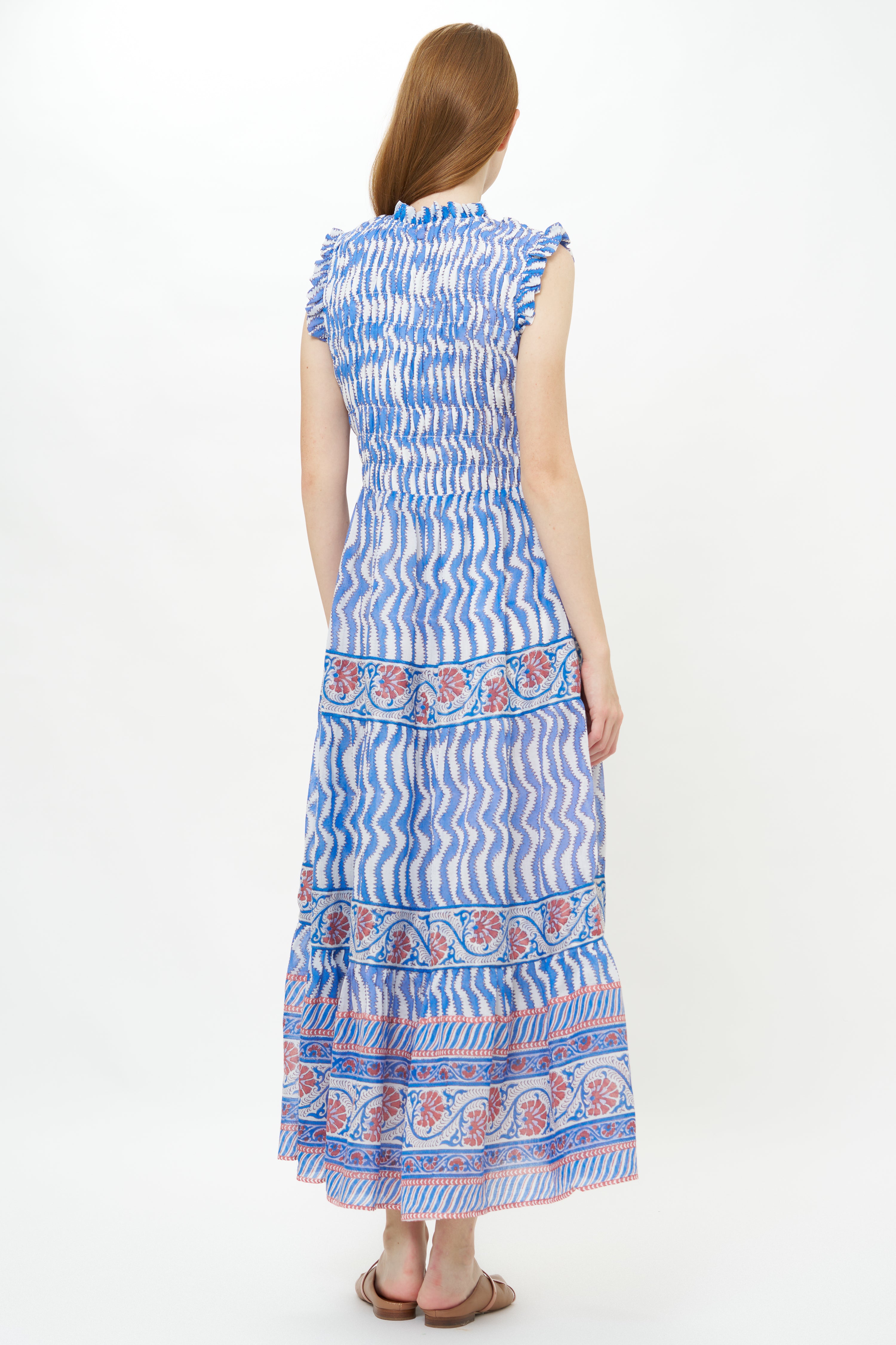 Sleeveless Smocked Maxi- Sierra Blue