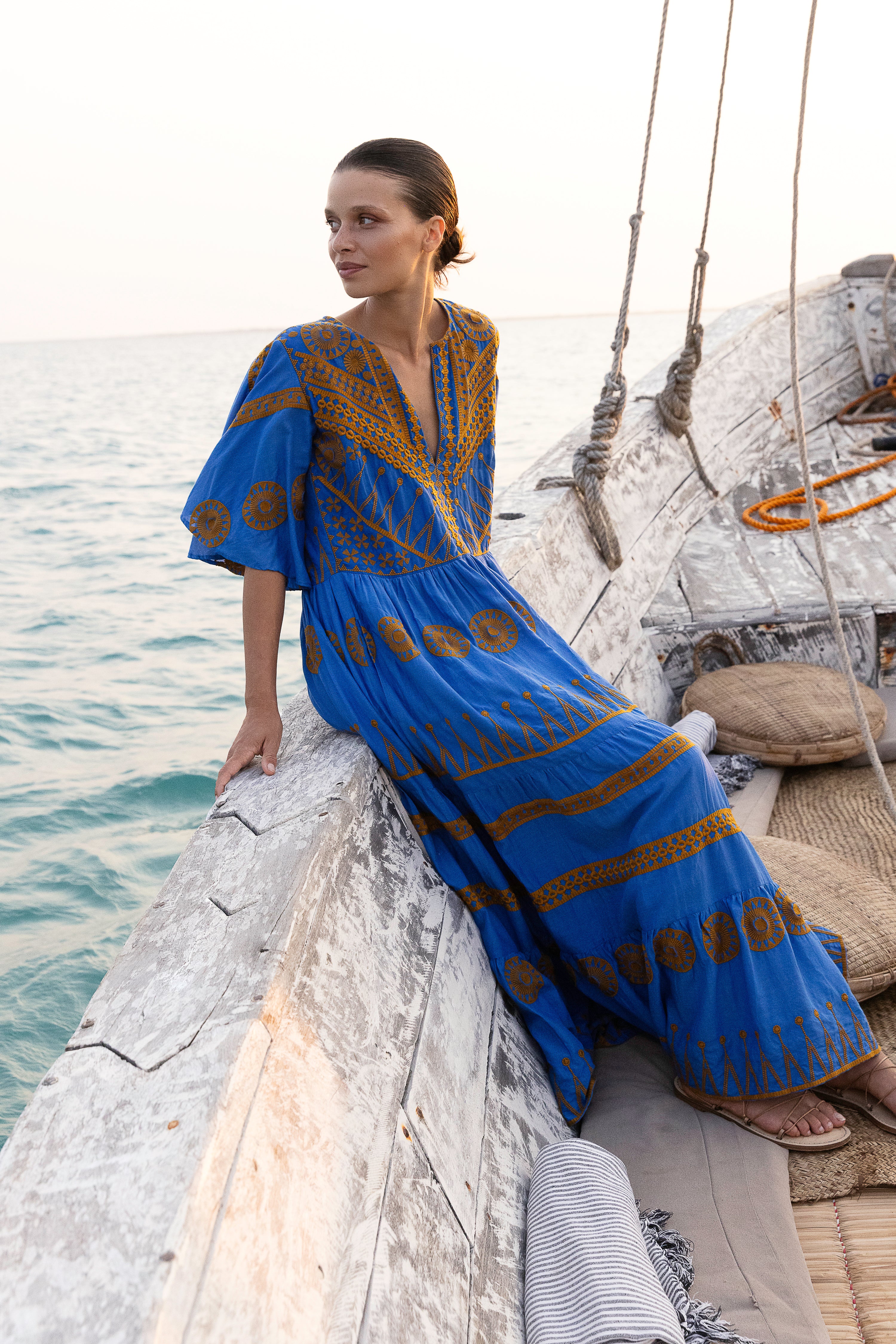 Flirty V-Neck Maxi- Soleil Blue