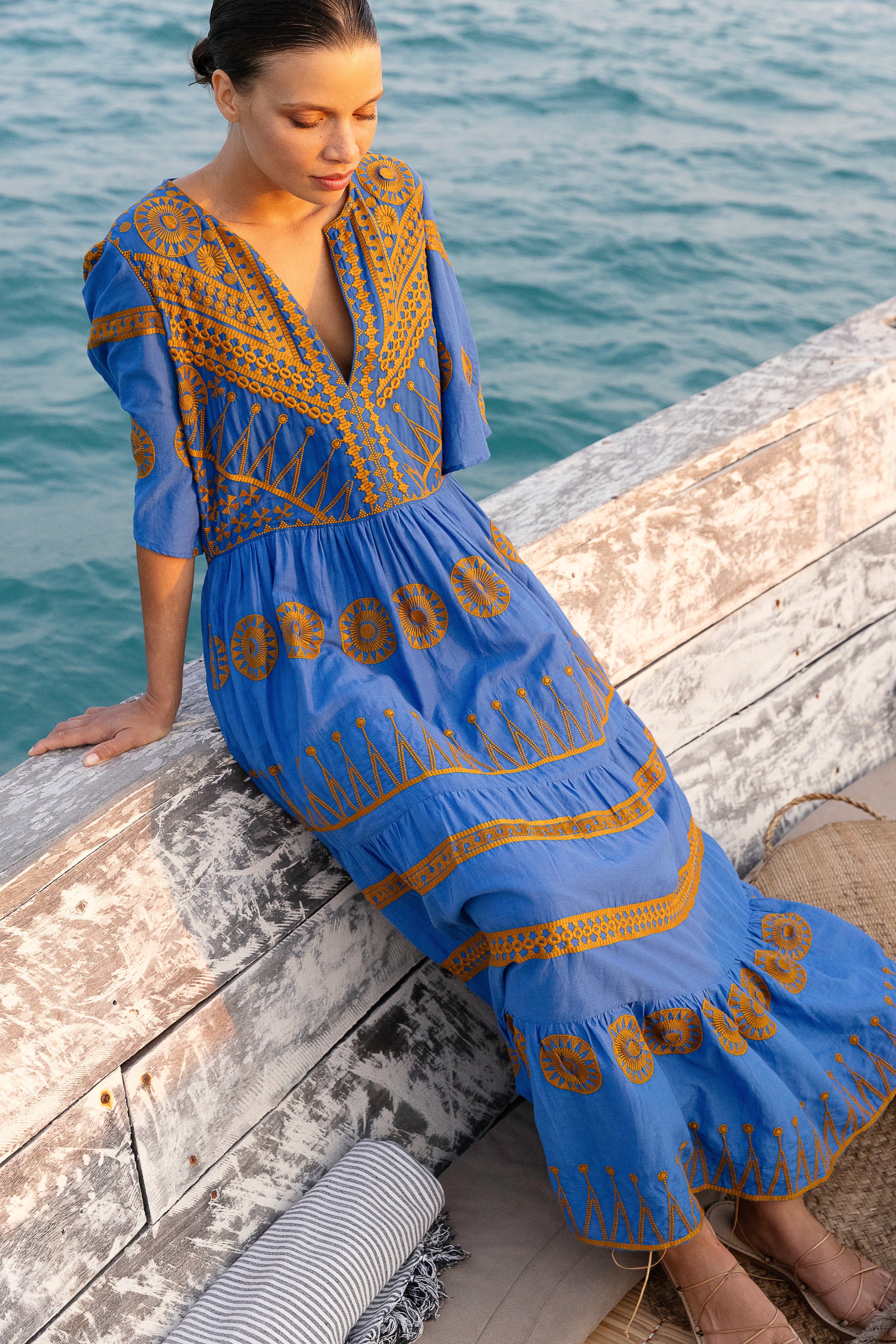 Flirty V-Neck Maxi- Soleil Blue