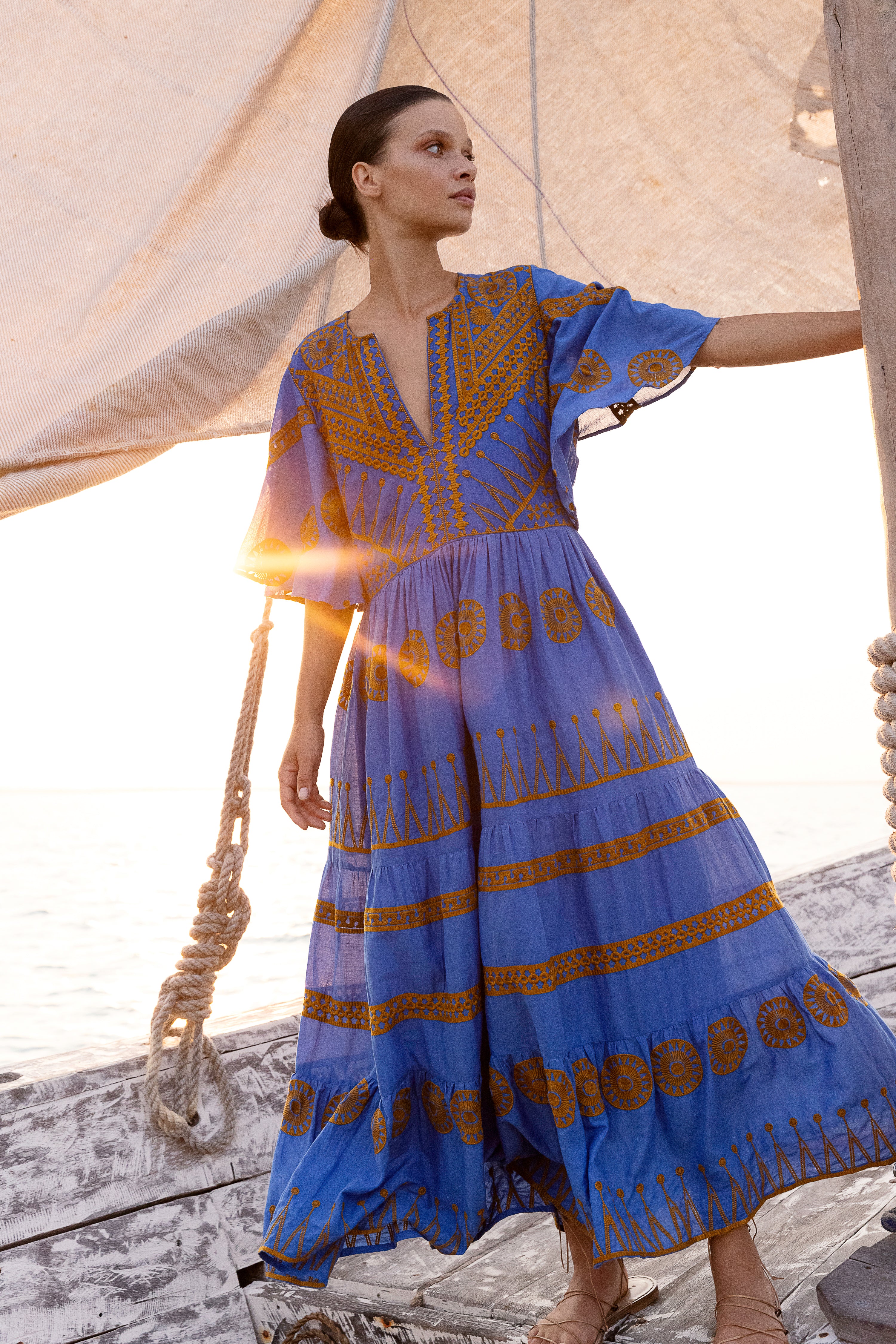 Flirty V-Neck Maxi- Soleil Blue