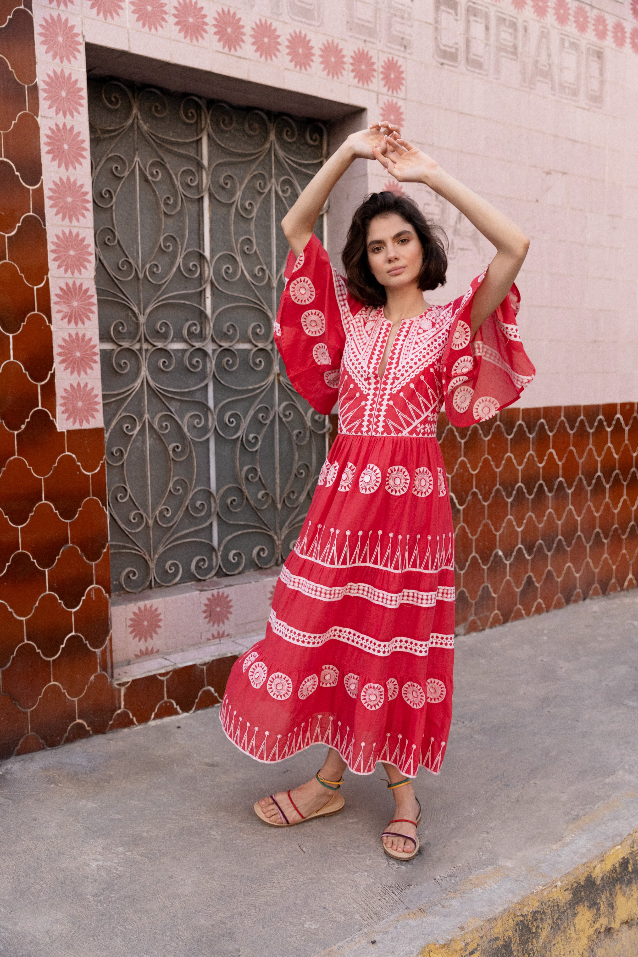 Flirty V-Neck Maxi- Soleil Red