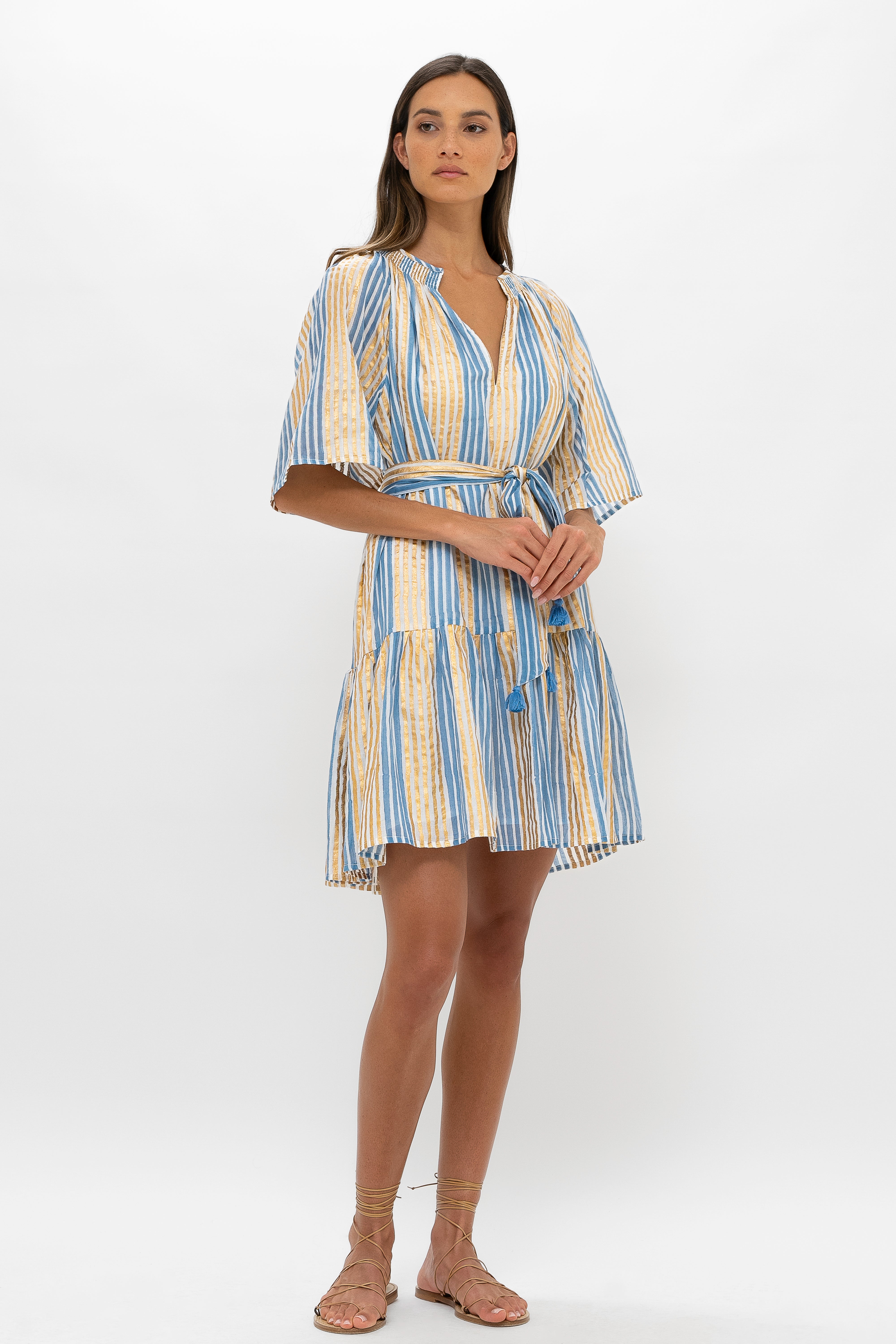 Raglan Belted Mini- Samoa Blue Gold