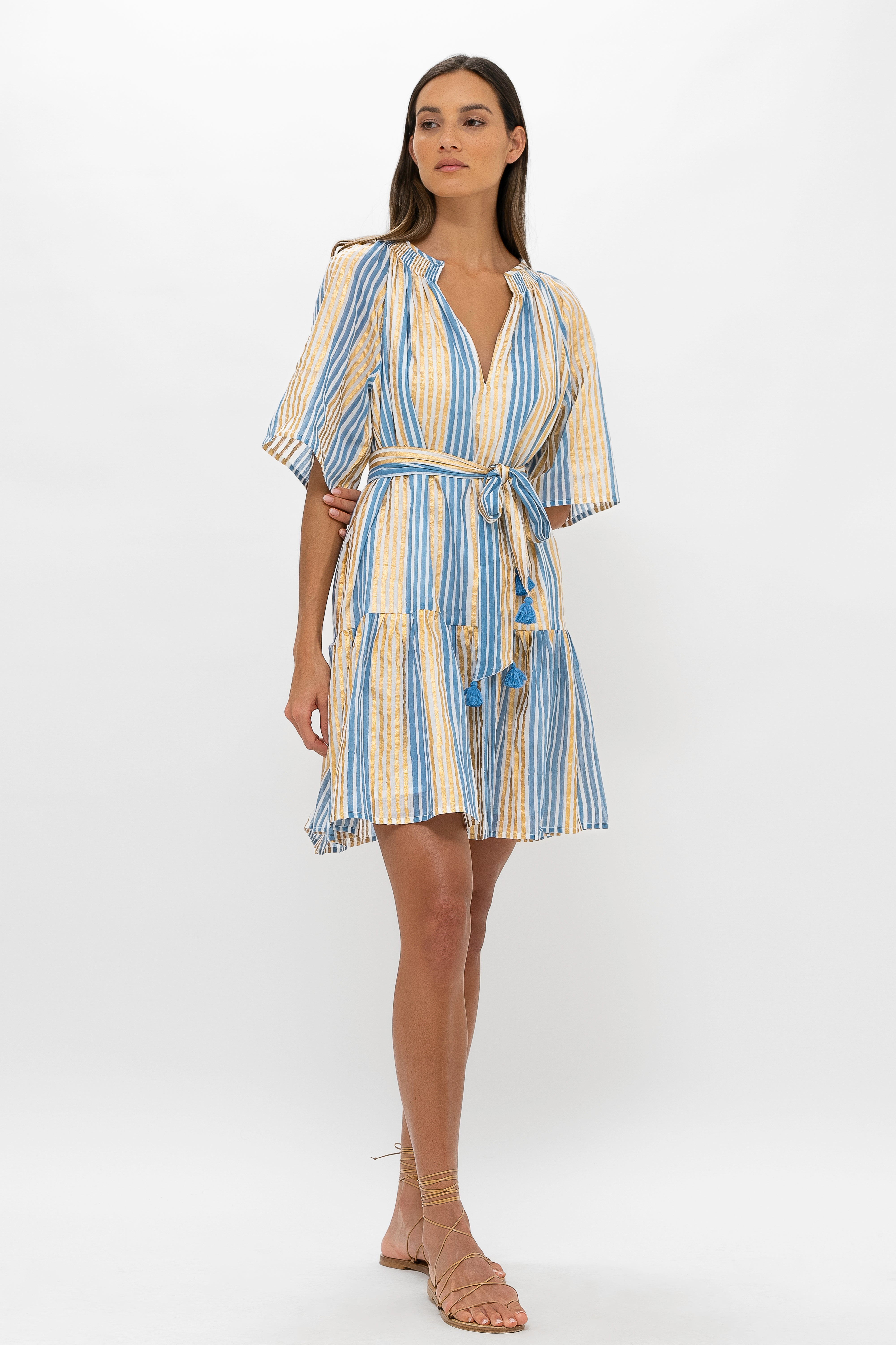 Raglan Belted Mini- Samoa Blue Gold