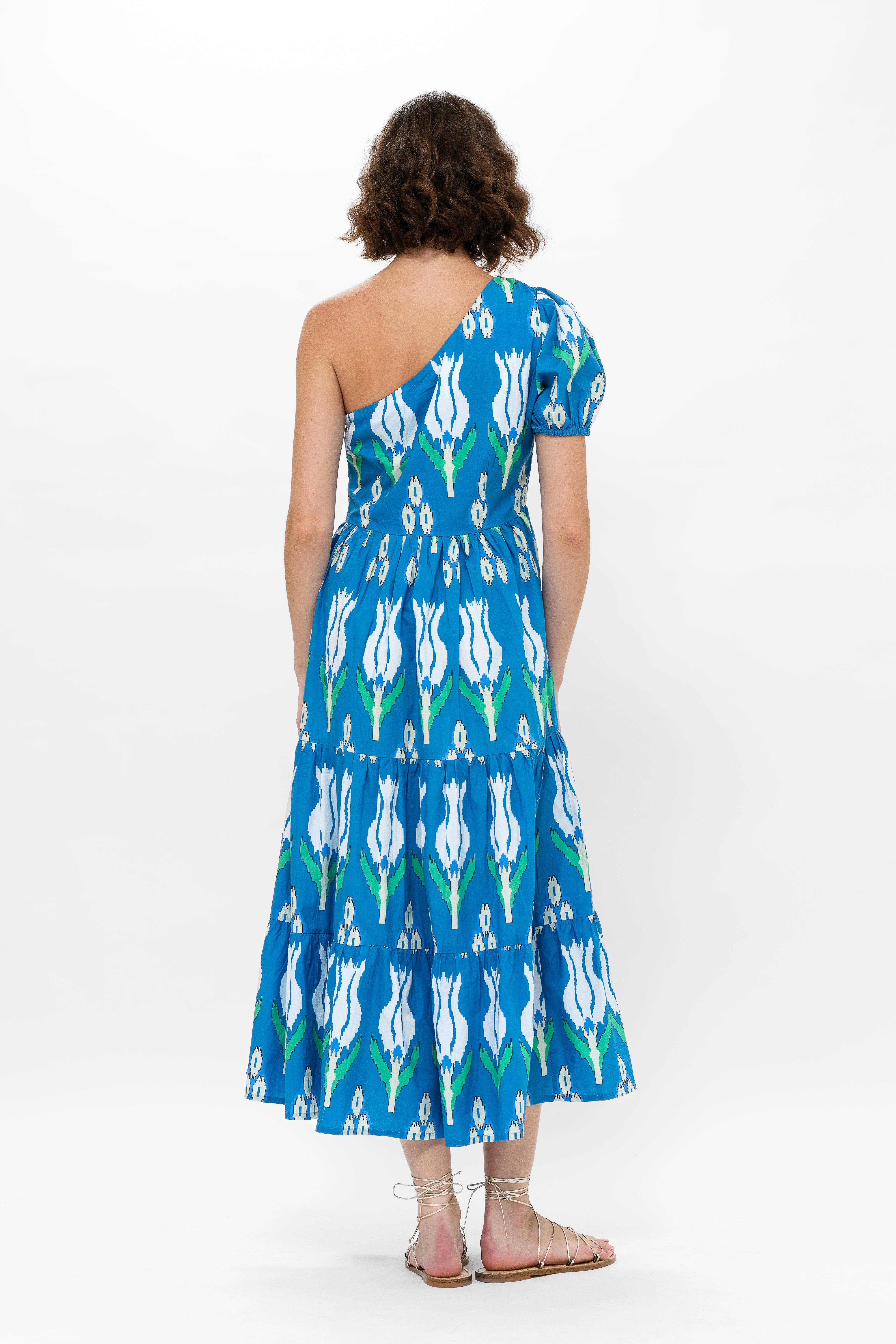 One Shoulder Maxi- Sumba Blue