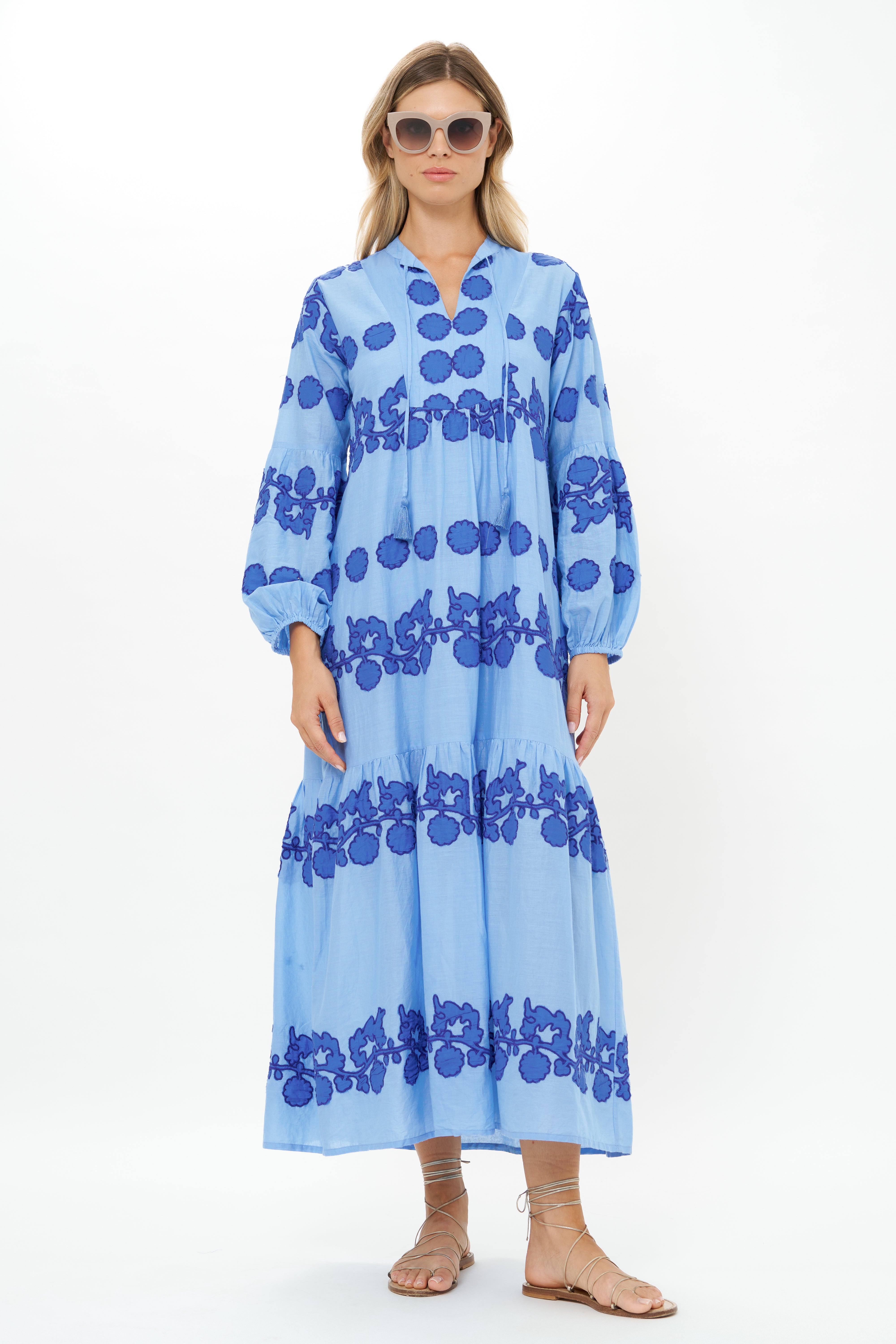 Balloon Sleeve Maxi- Tangier Blue