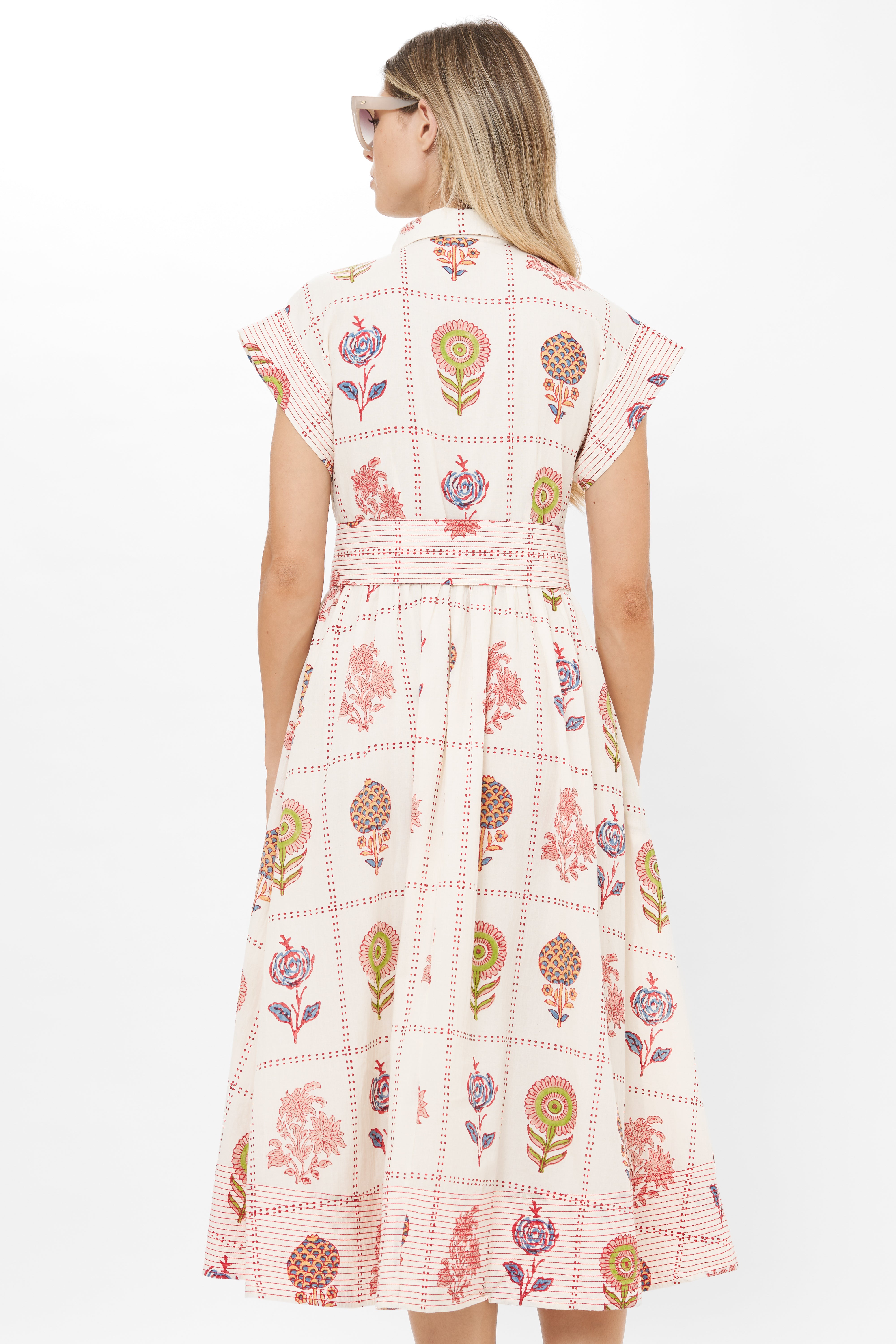 Belted Shirt Dress- Taormina Cream