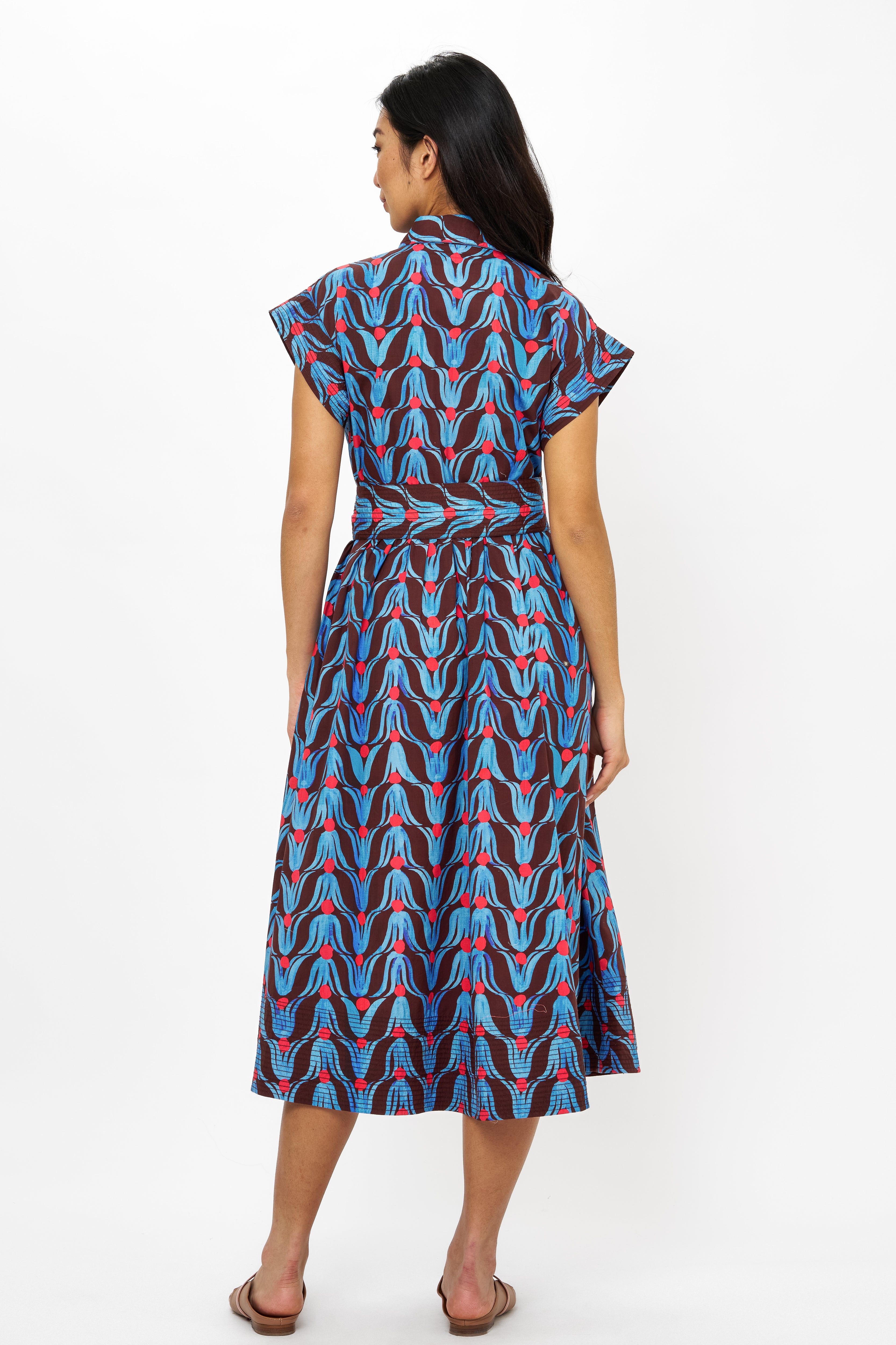 Belted Shirt Dress- Tulip Red