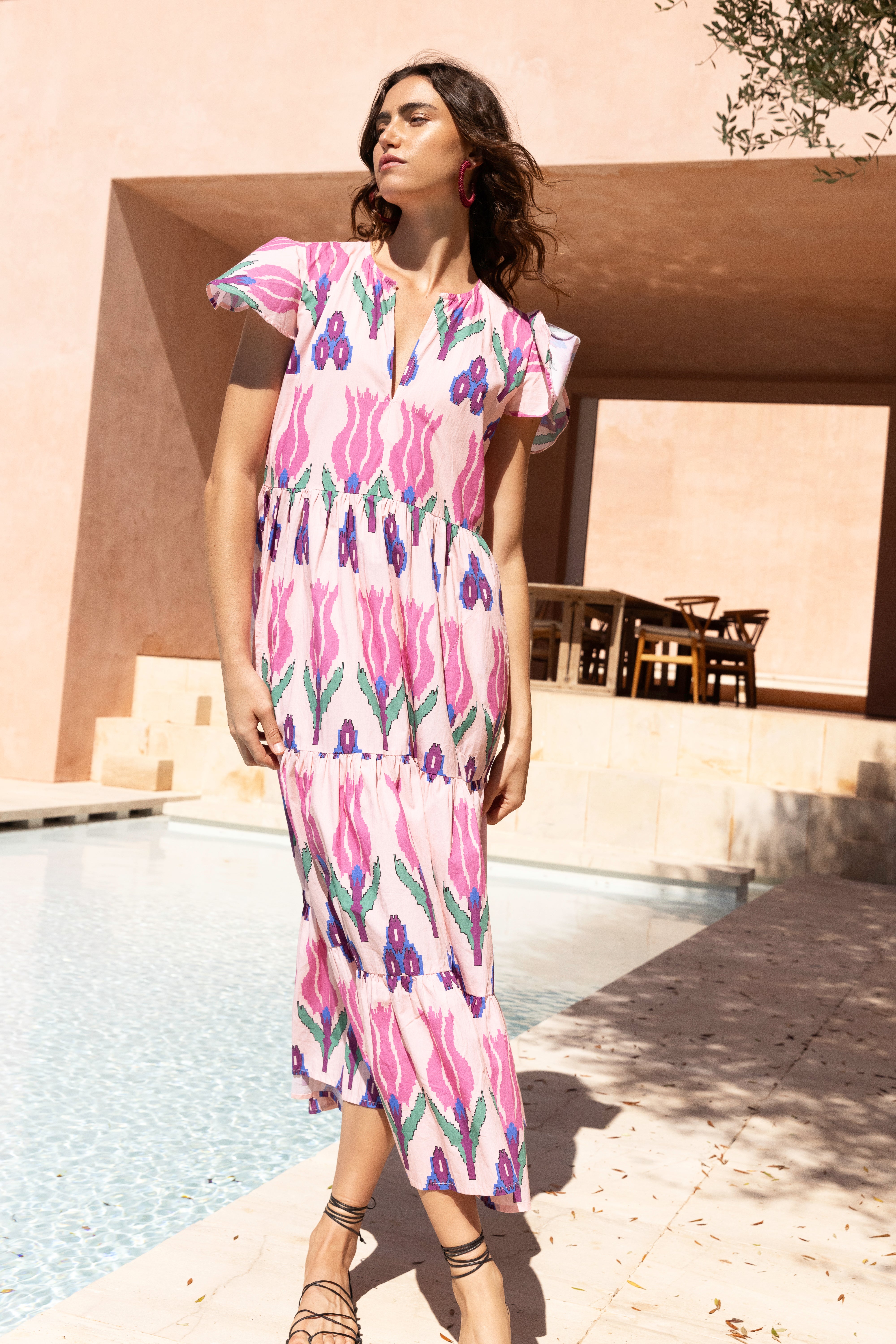 V-Neck Maxi- Sumba Pink