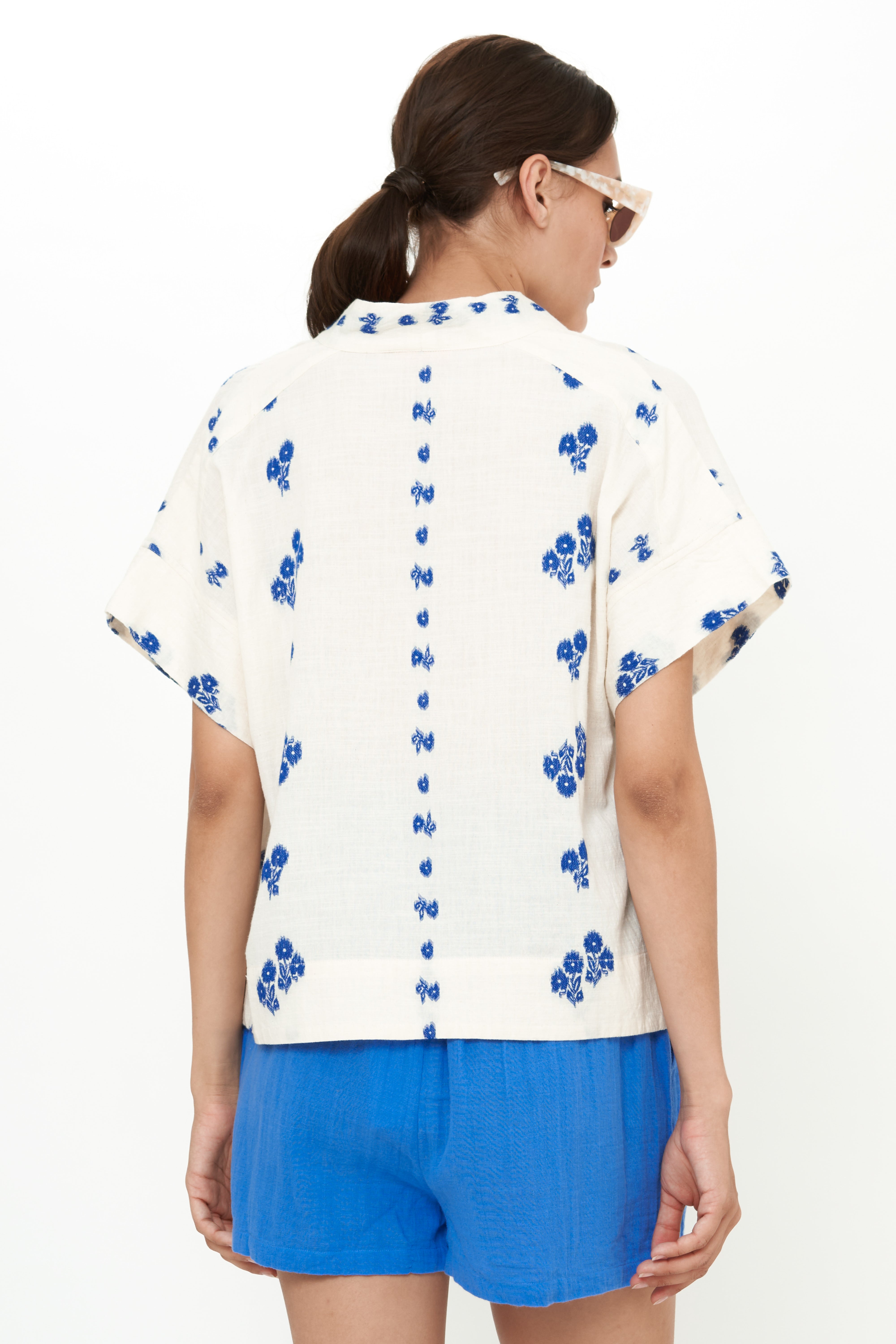 V-Neck Top- Wicklow Blue