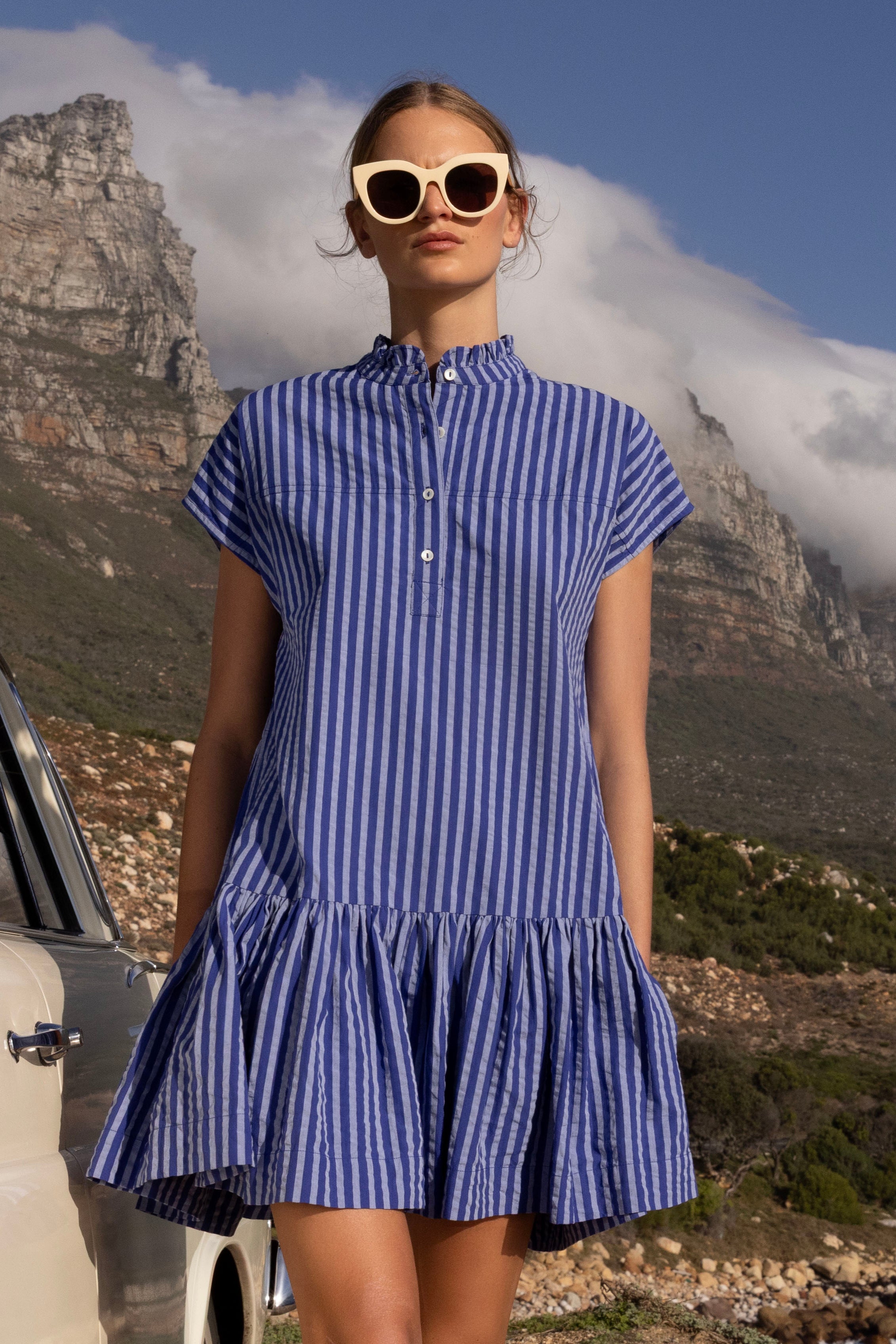 Cap Sleeve Mini- Cabana Cobalt