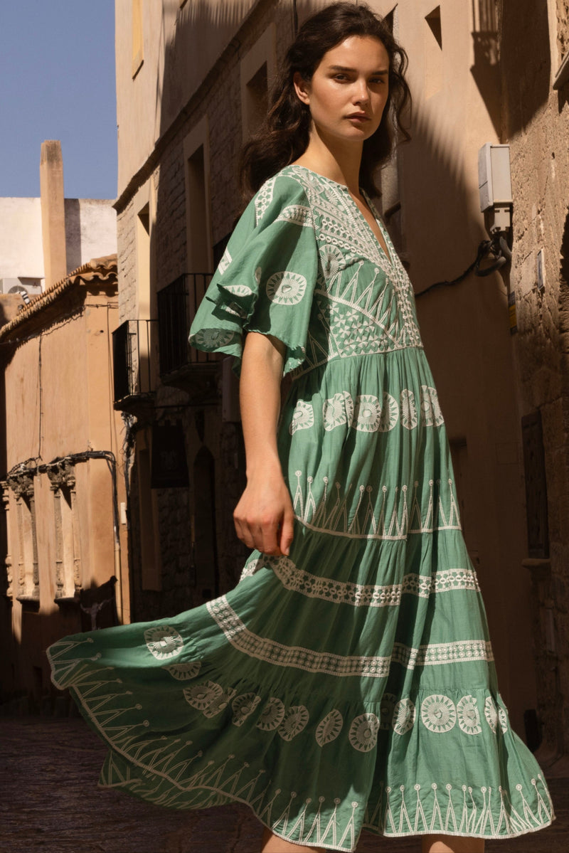 Flirty V-Neck Maxi- Soleil Sage