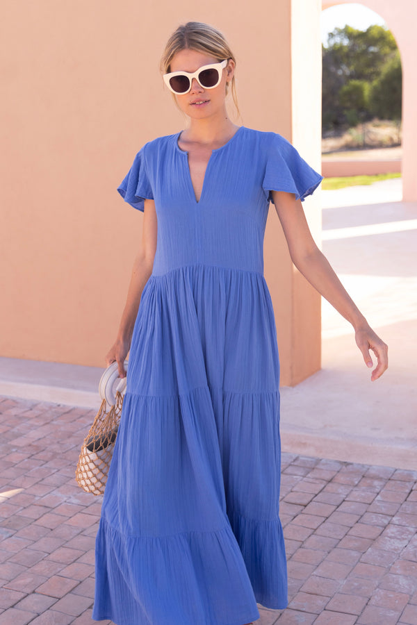 V-Neck Maxi- Bermuda Blue