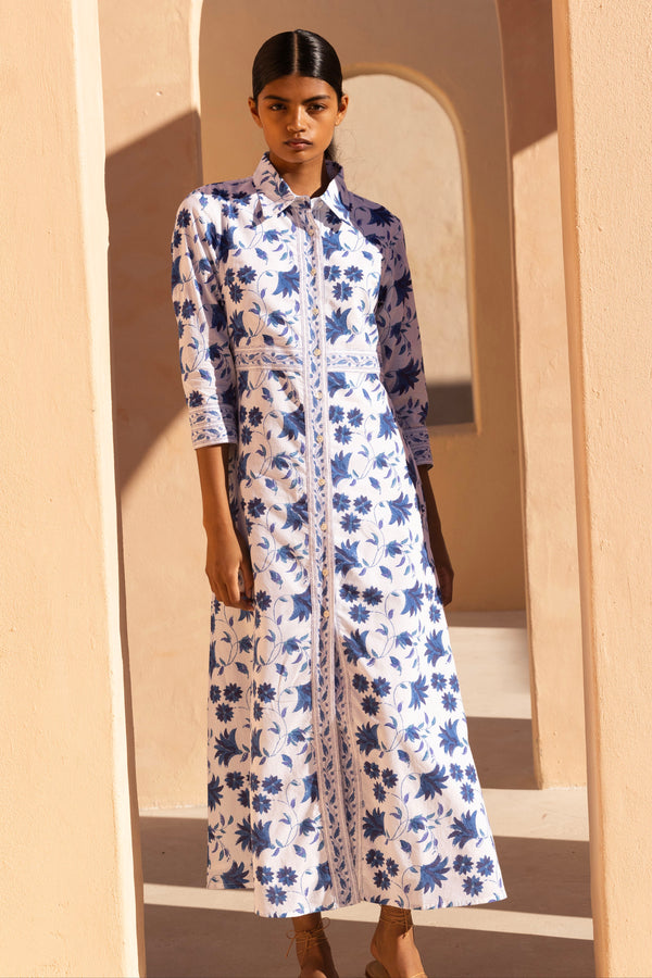 Shirt Dress Maxi- Marion Blue