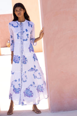 3/4 Button Maxi- Portofino Blue