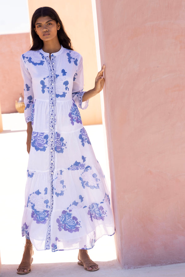 3/4 Button Maxi- Portofino Blue