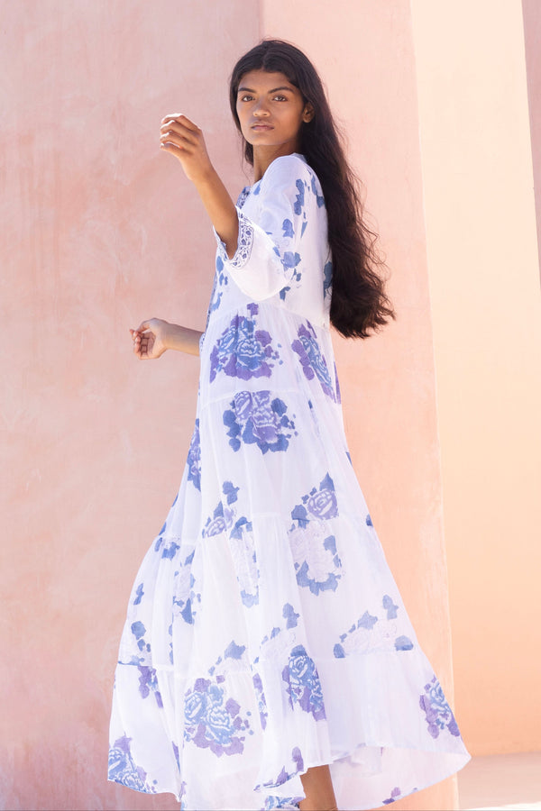 3/4 Button Maxi- Portofino Blue