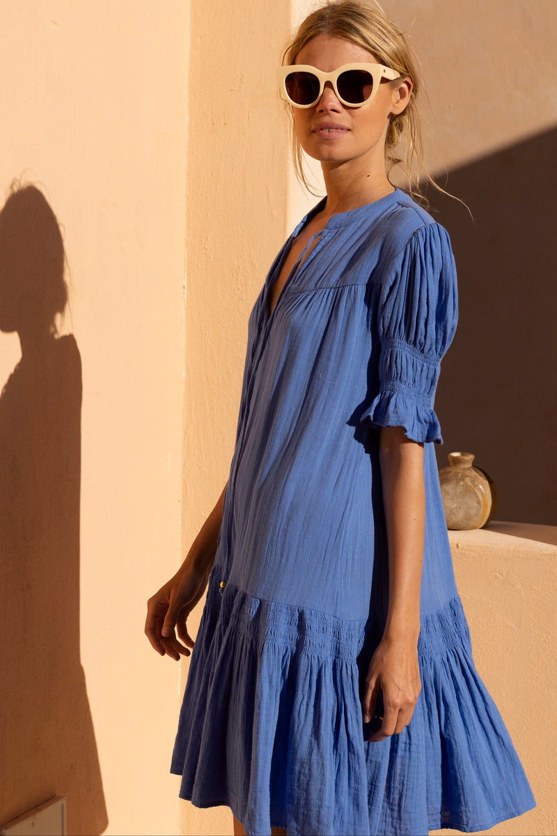 Smocked Drop Mini- Bermuda Blue
