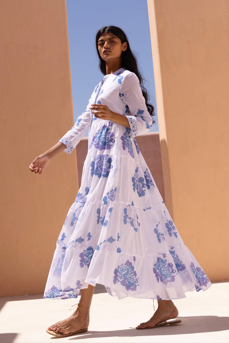 3/4 Button Maxi- Portofino Blue