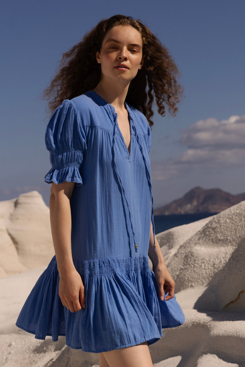 Smocked Drop Mini- Bermuda Blue