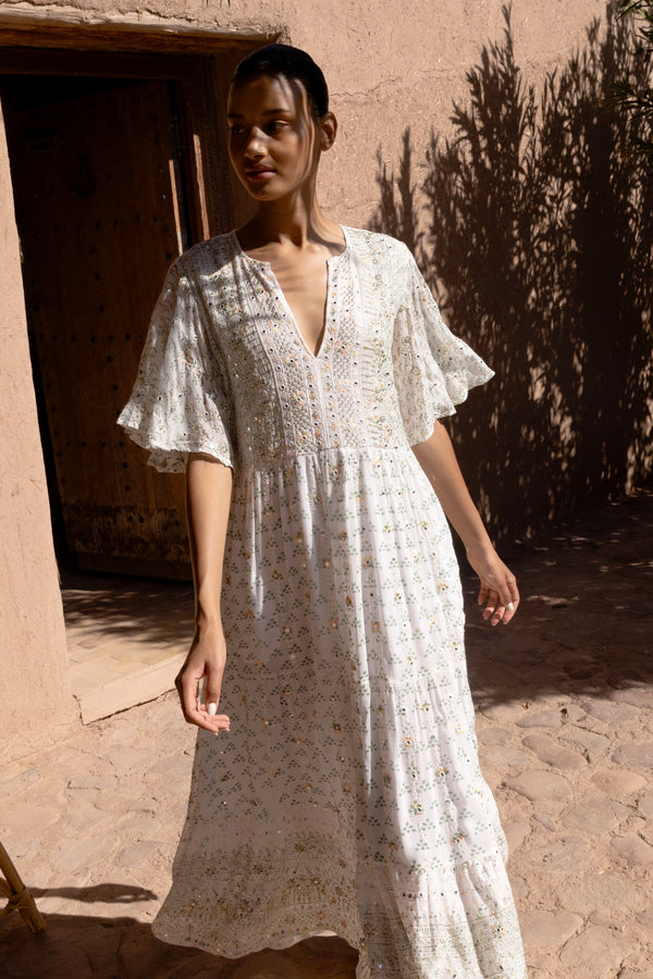 Flirty V-Neck Maxi- Juniper Olive