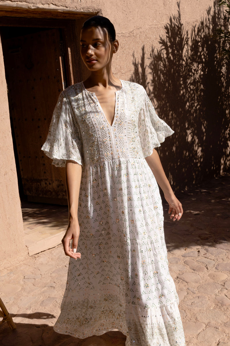Flirty V-Neck Maxi- Juniper Olive
