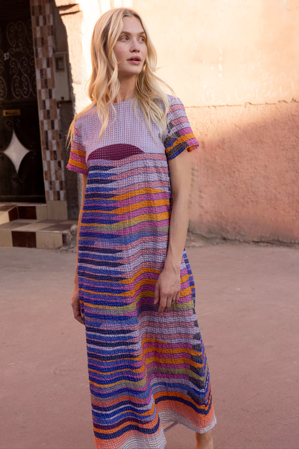 Short Sleeve Shift Maxi- Solstice Blue