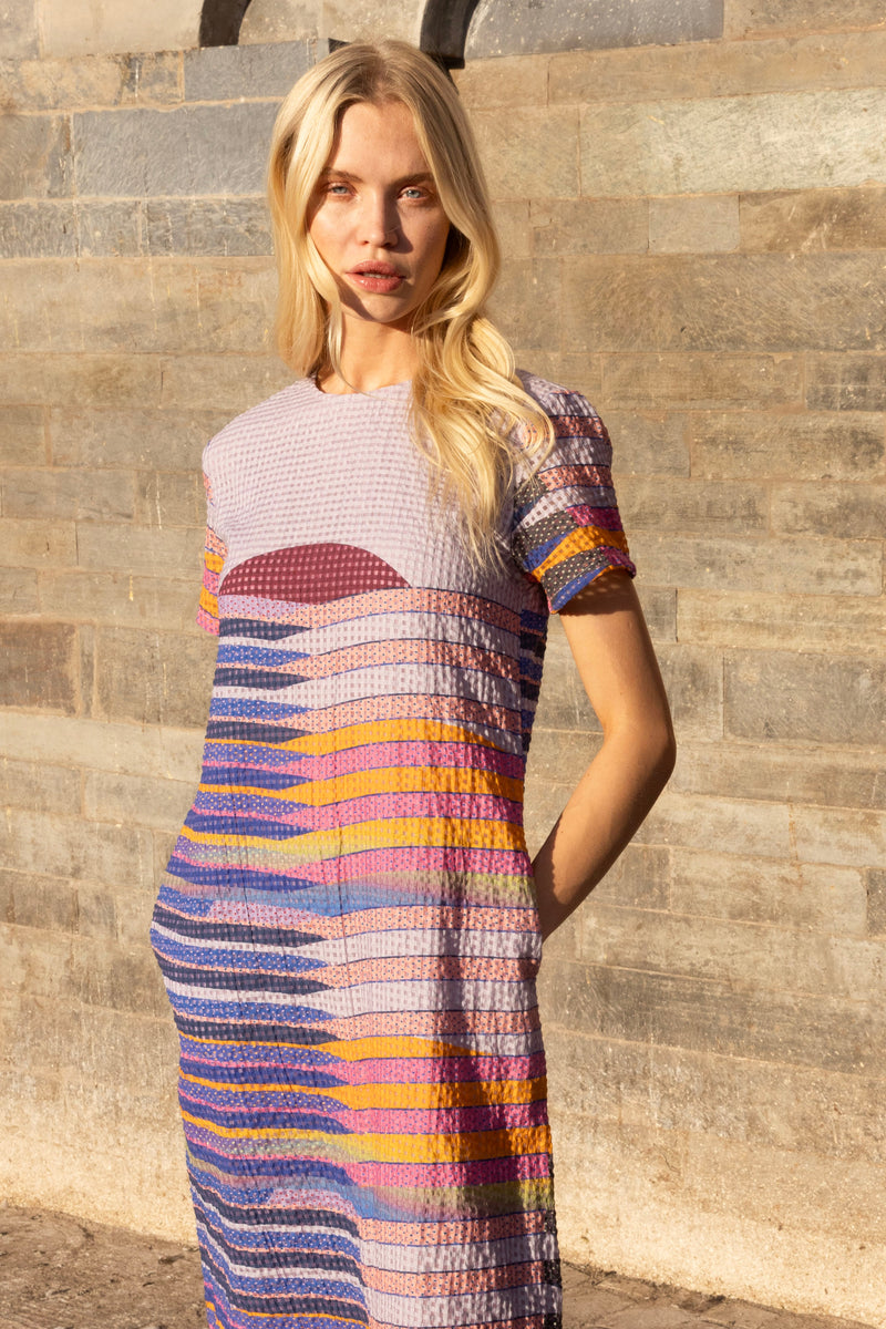 Short Sleeve Shift Maxi- Solstice Blue