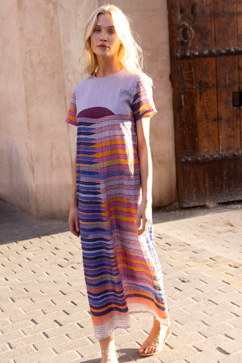 Short Sleeve Shift Maxi- Solstice Blue