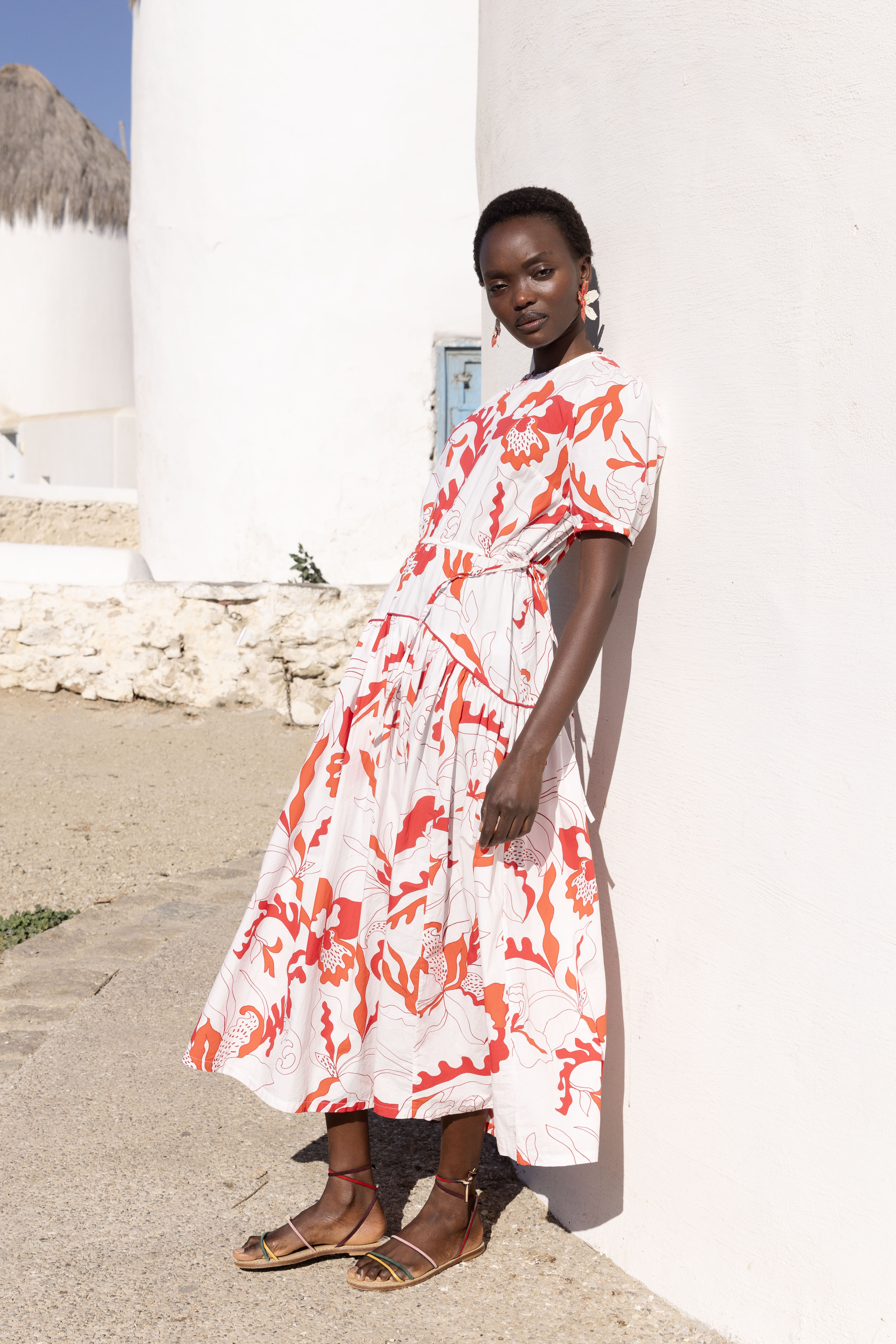 Piped Puff Sleeve Maxi- Orchid Red