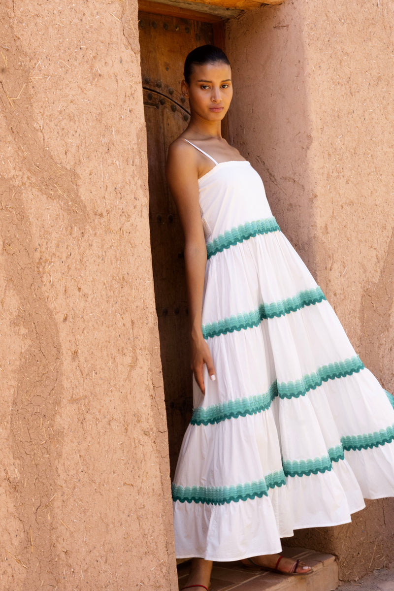 Smocked Back Maxi- Pacifica Aqua