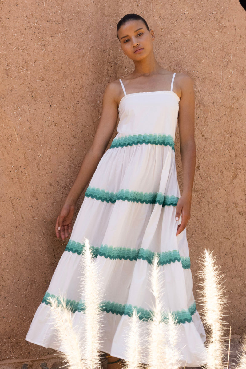 Smocked Back Maxi- Pacifica Aqua