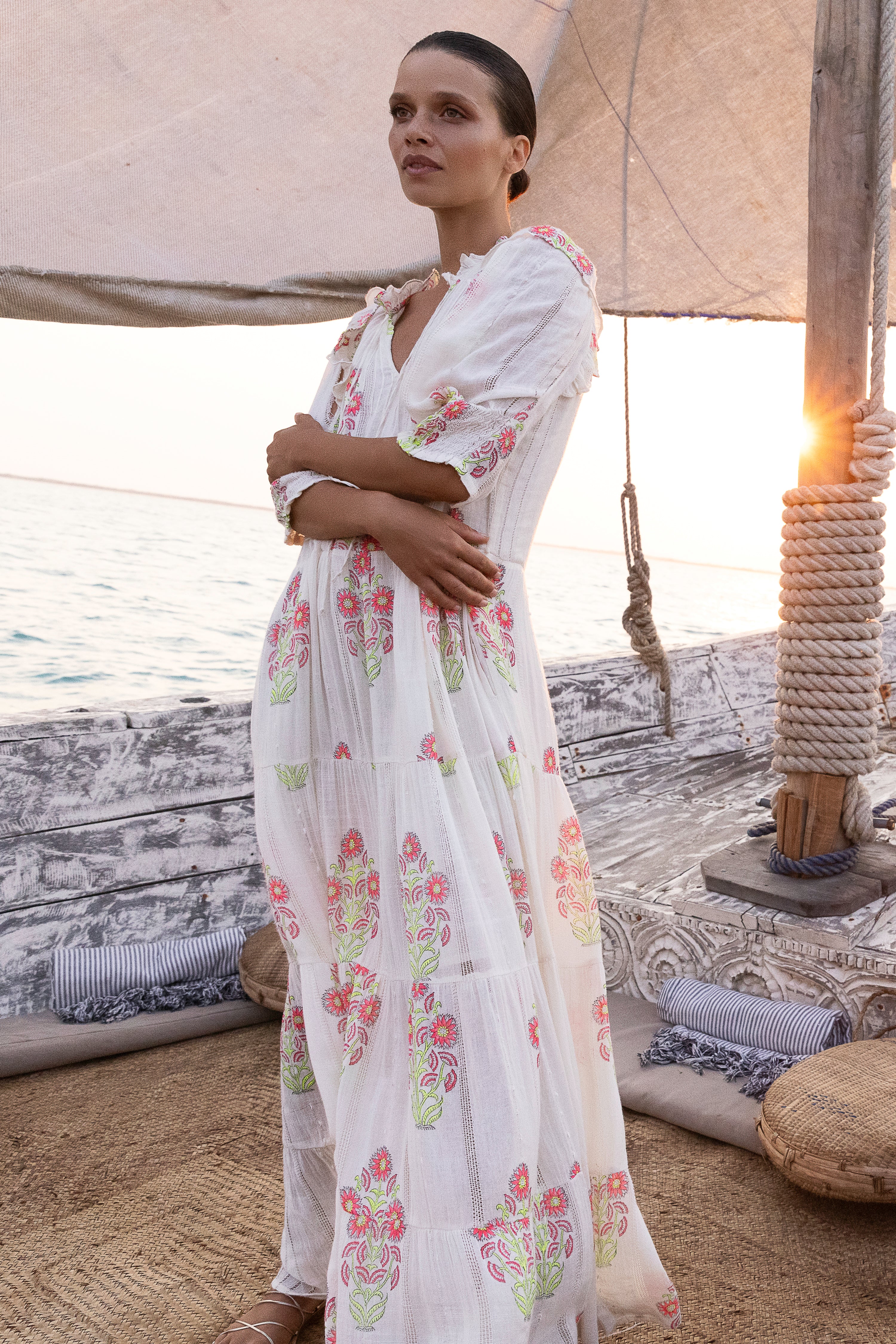 Pintuck Ruffle Maxi- Algarve Pink