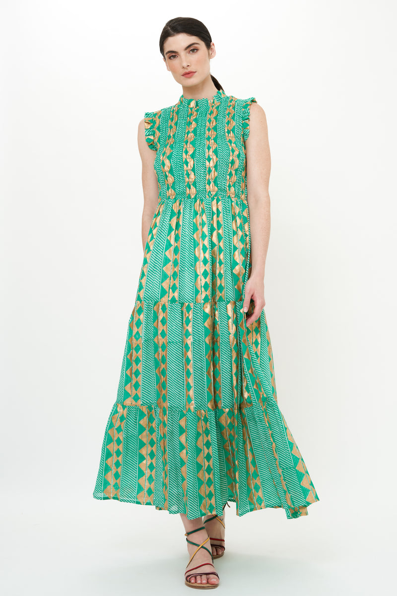 Sleeveless Smocked Maxi- Ascot Teal