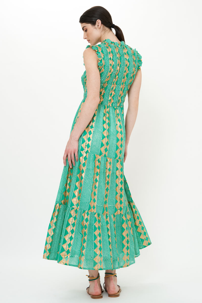 Sleeveless Smocked Maxi- Ascot Teal