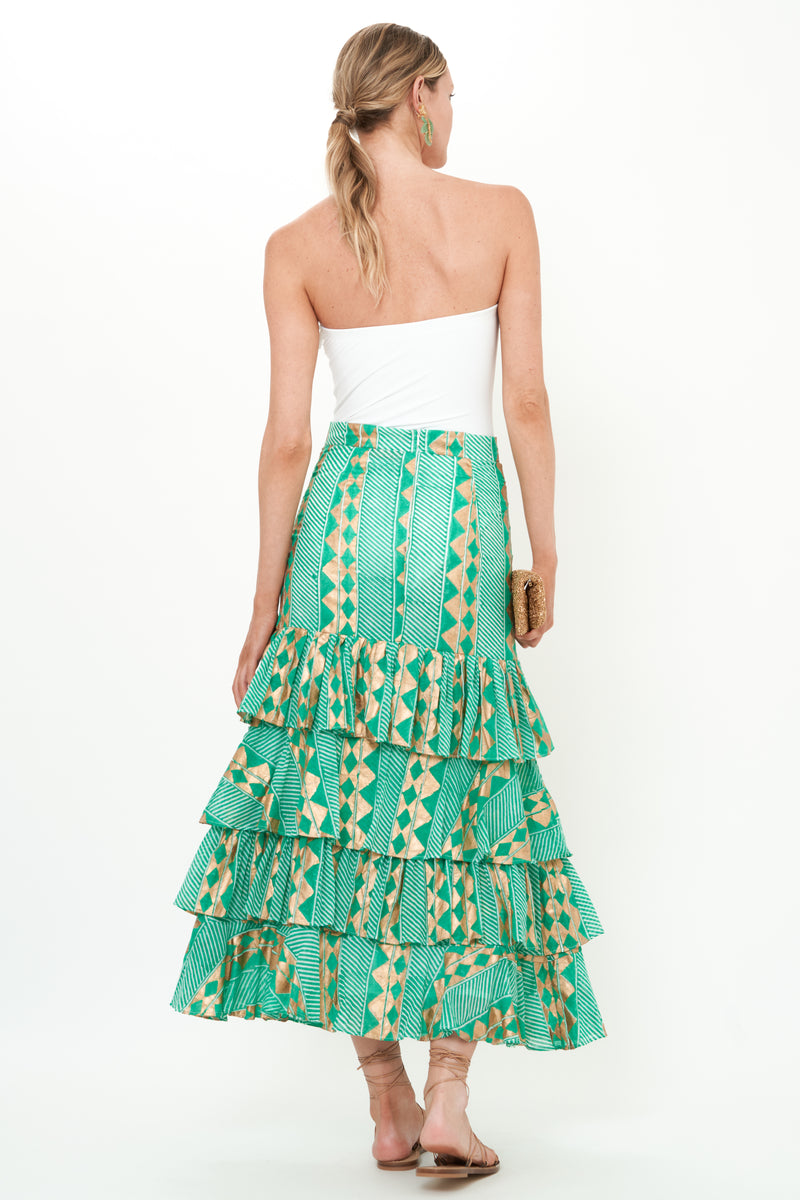 Ruffle Maxi Skirt- Ascot Teal