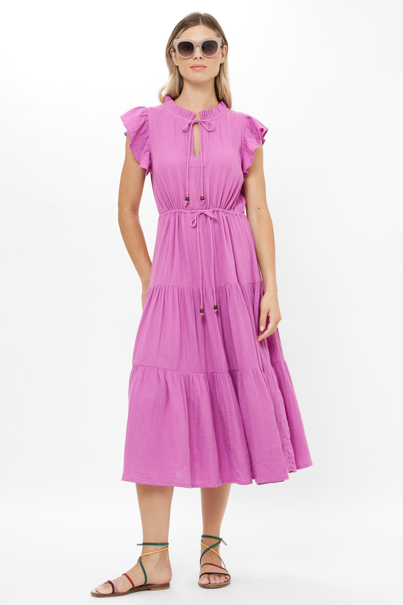 Cinched Flirty Midi- Bahama Purple