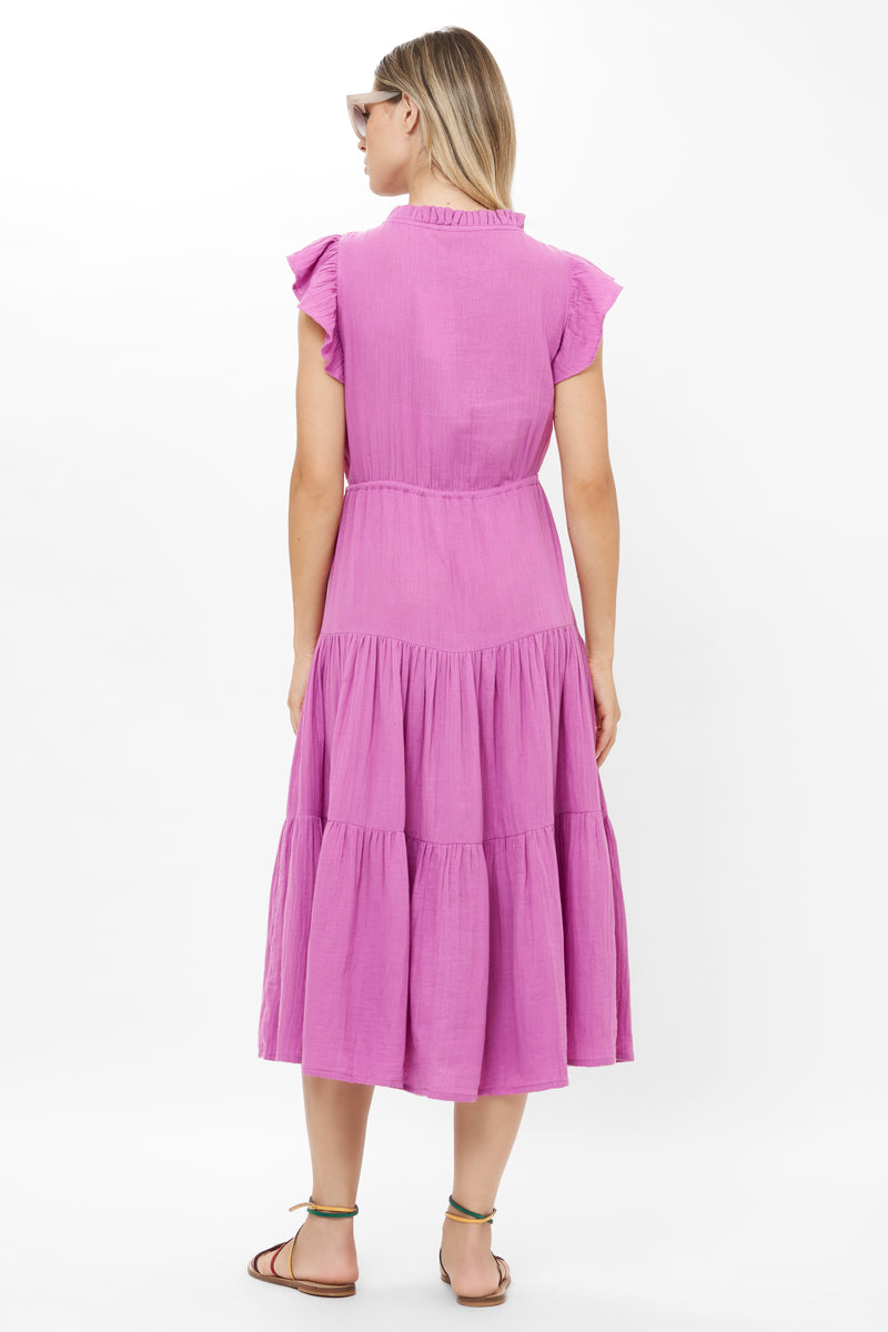 Cinched Flirty Midi- Bahama Purple