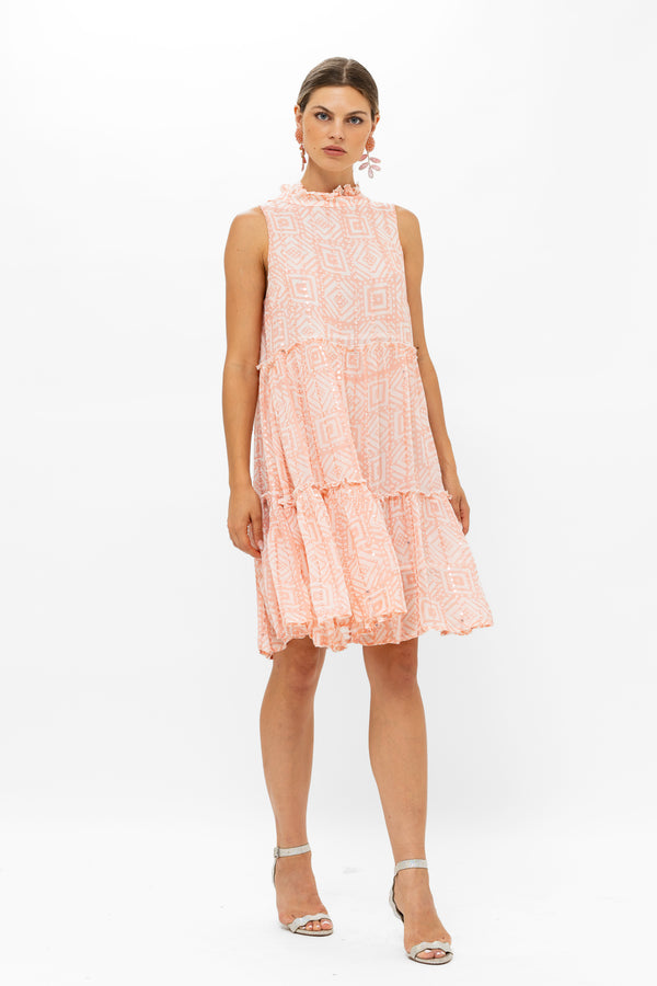 Ruffle Tiered Short- Bali Pink