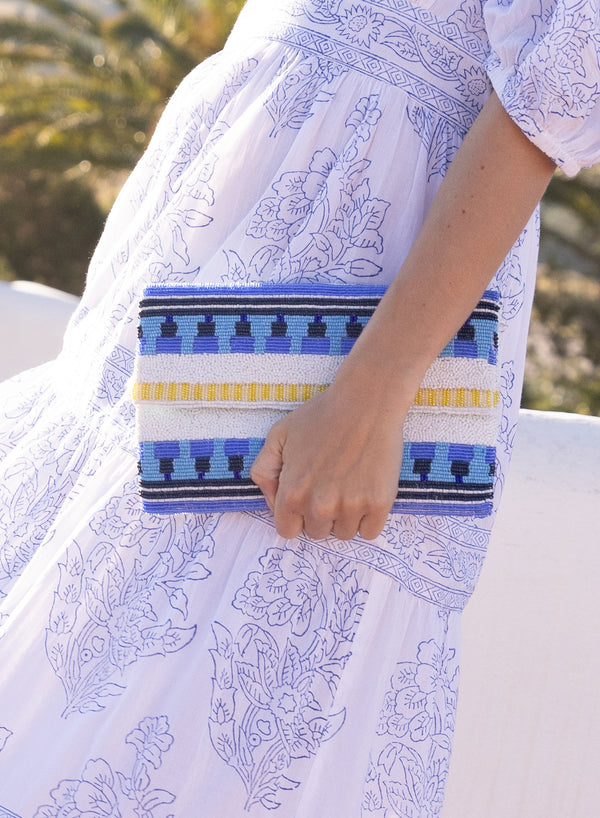 Beaded Envelope- Mezcal Blue