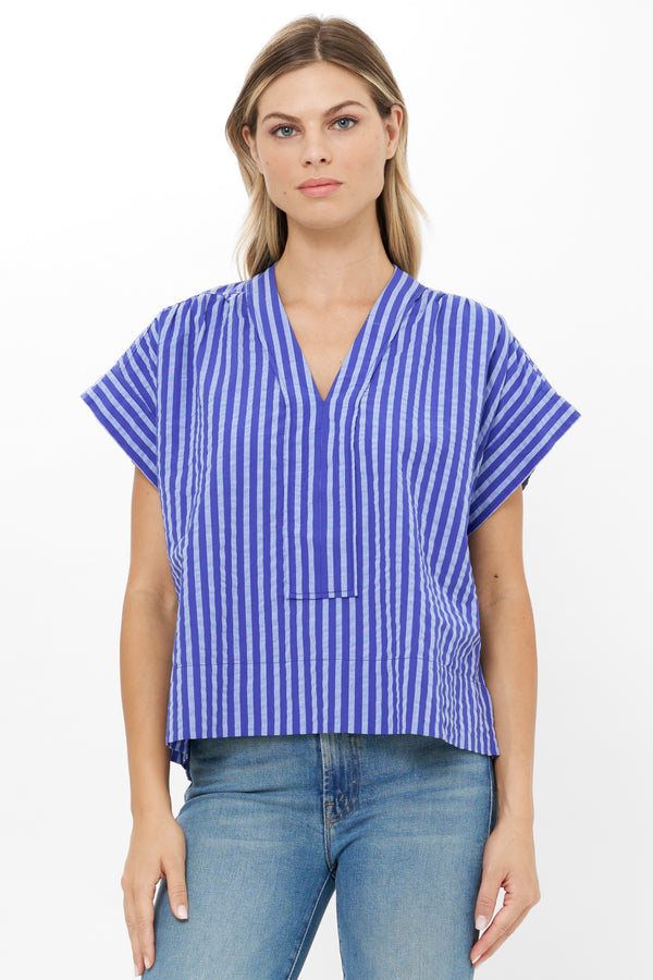 V-Neck Top- Cabana Cobalt