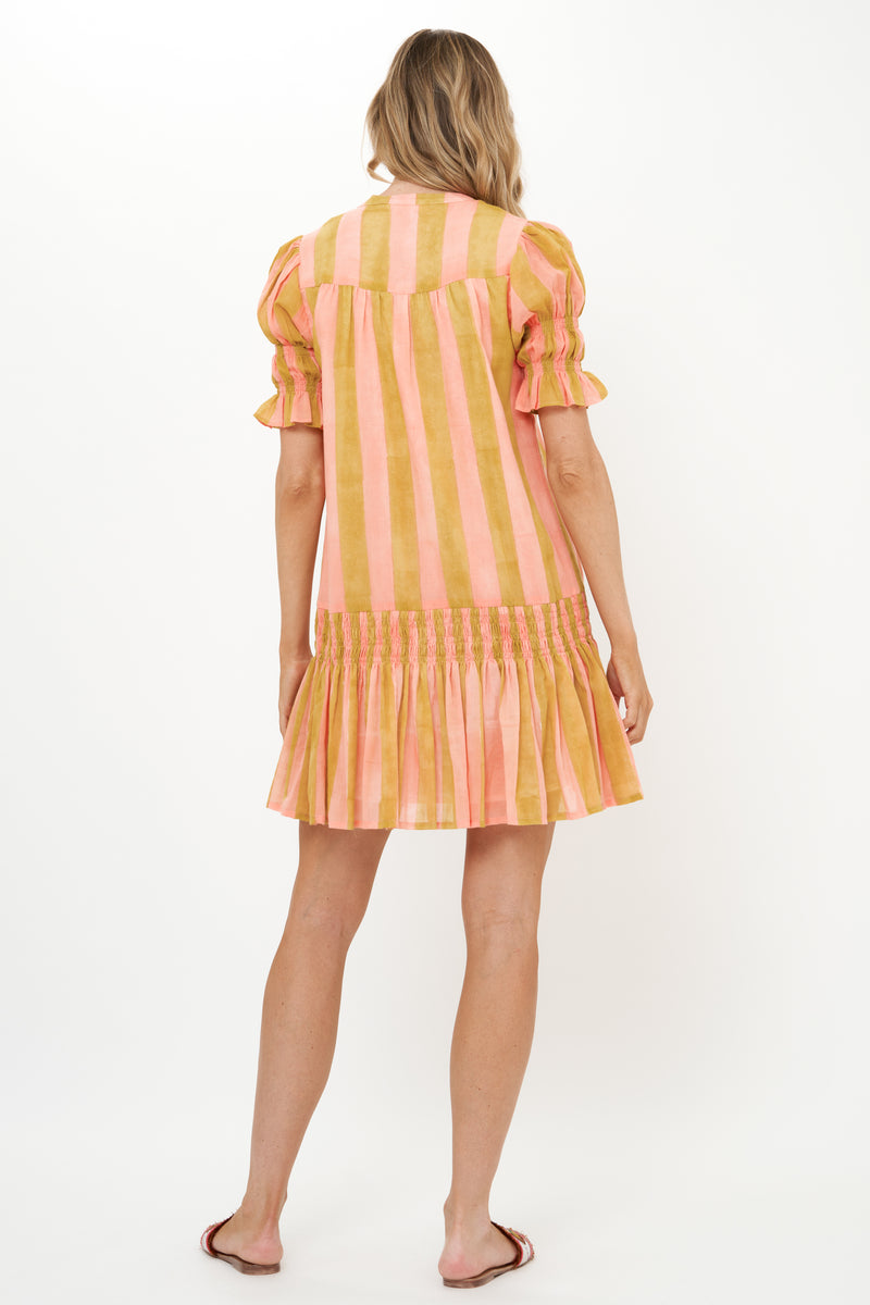 Smocked Drop Mini- Cabana Coral