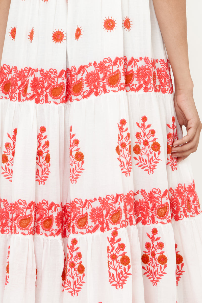 Sleeveless Smocked Maxi- Calistoga Coral