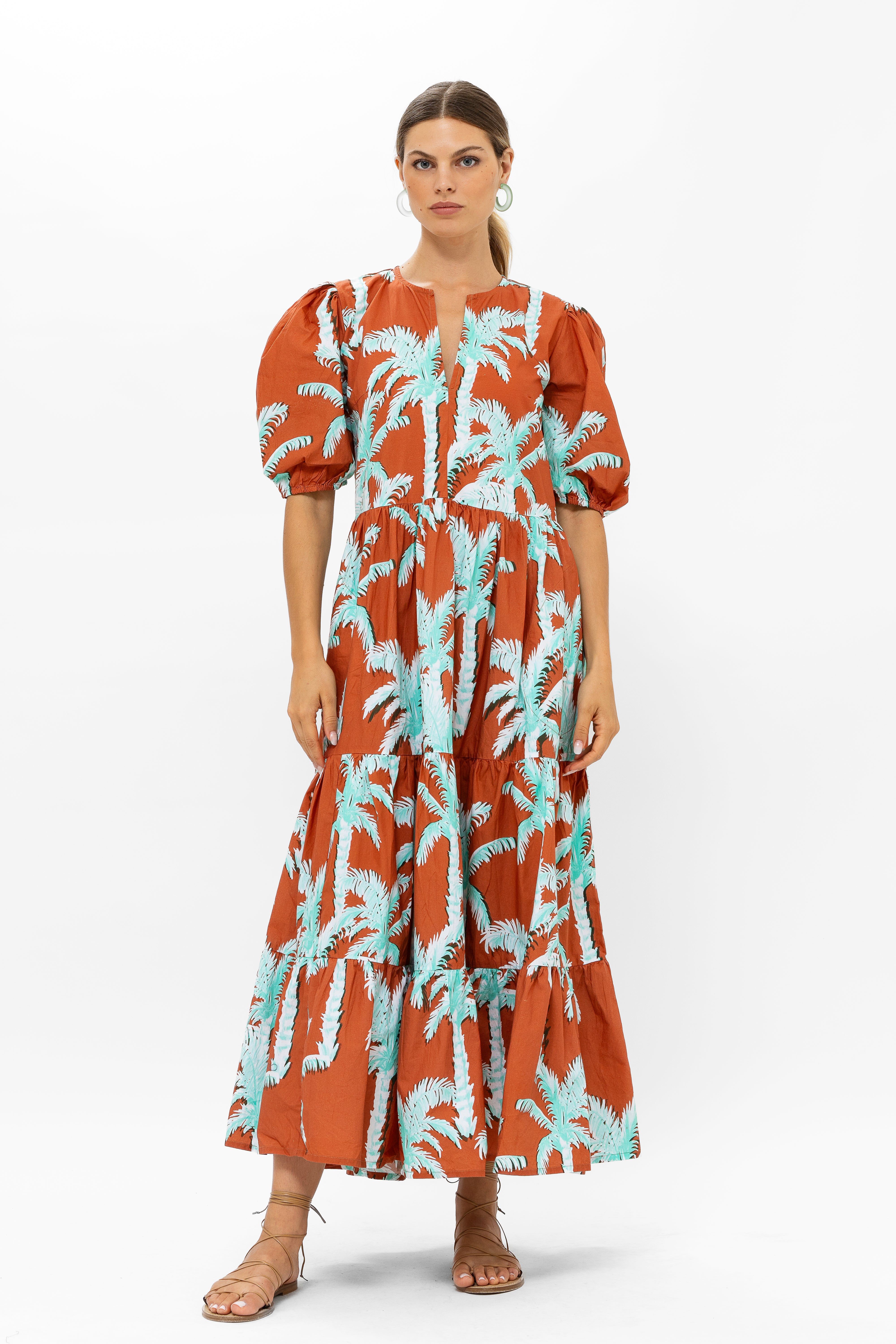 Puff Sleeve Maxi- Cartagena Brown