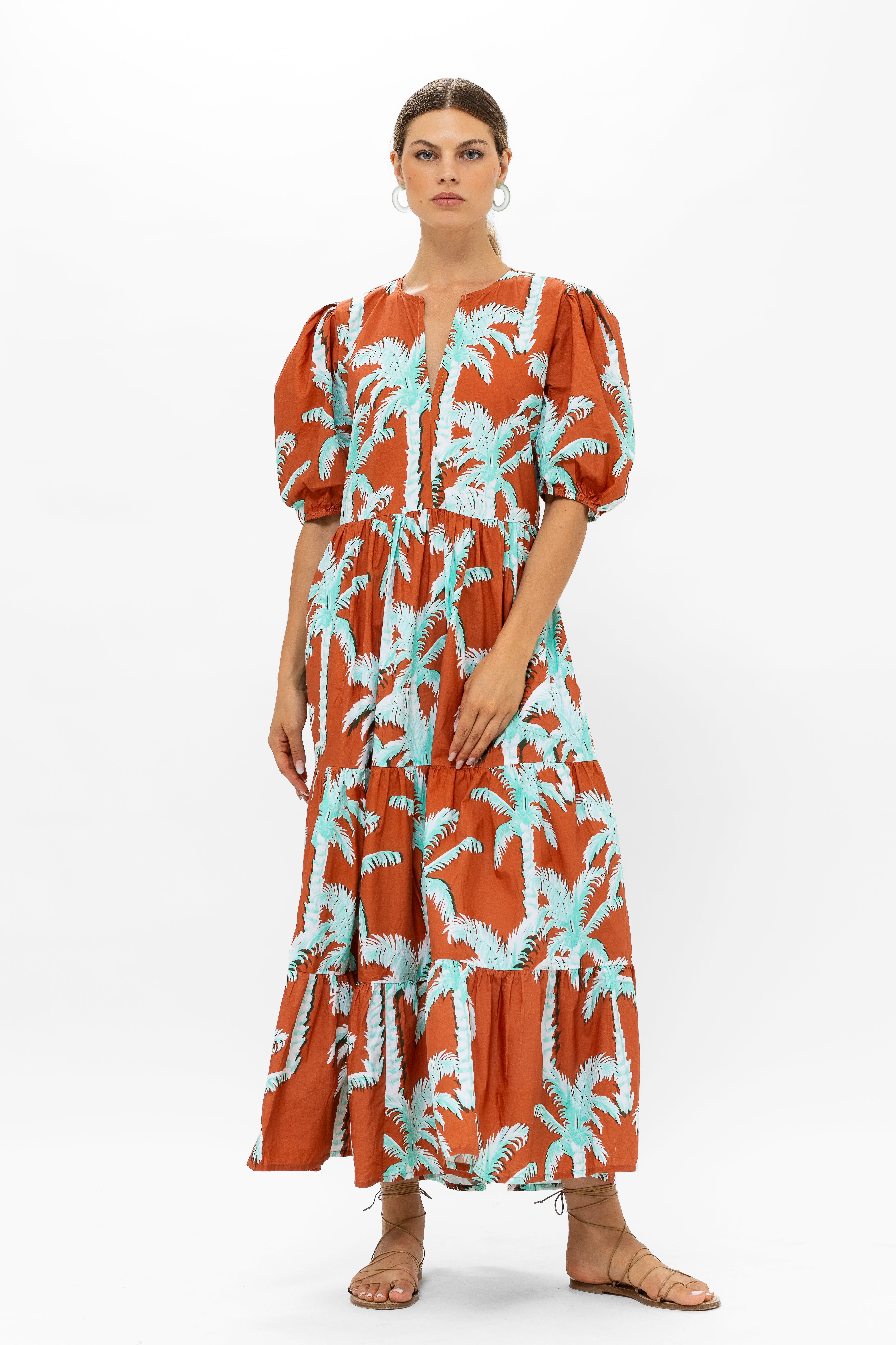 Puff Sleeve Maxi- Cartagena Brown