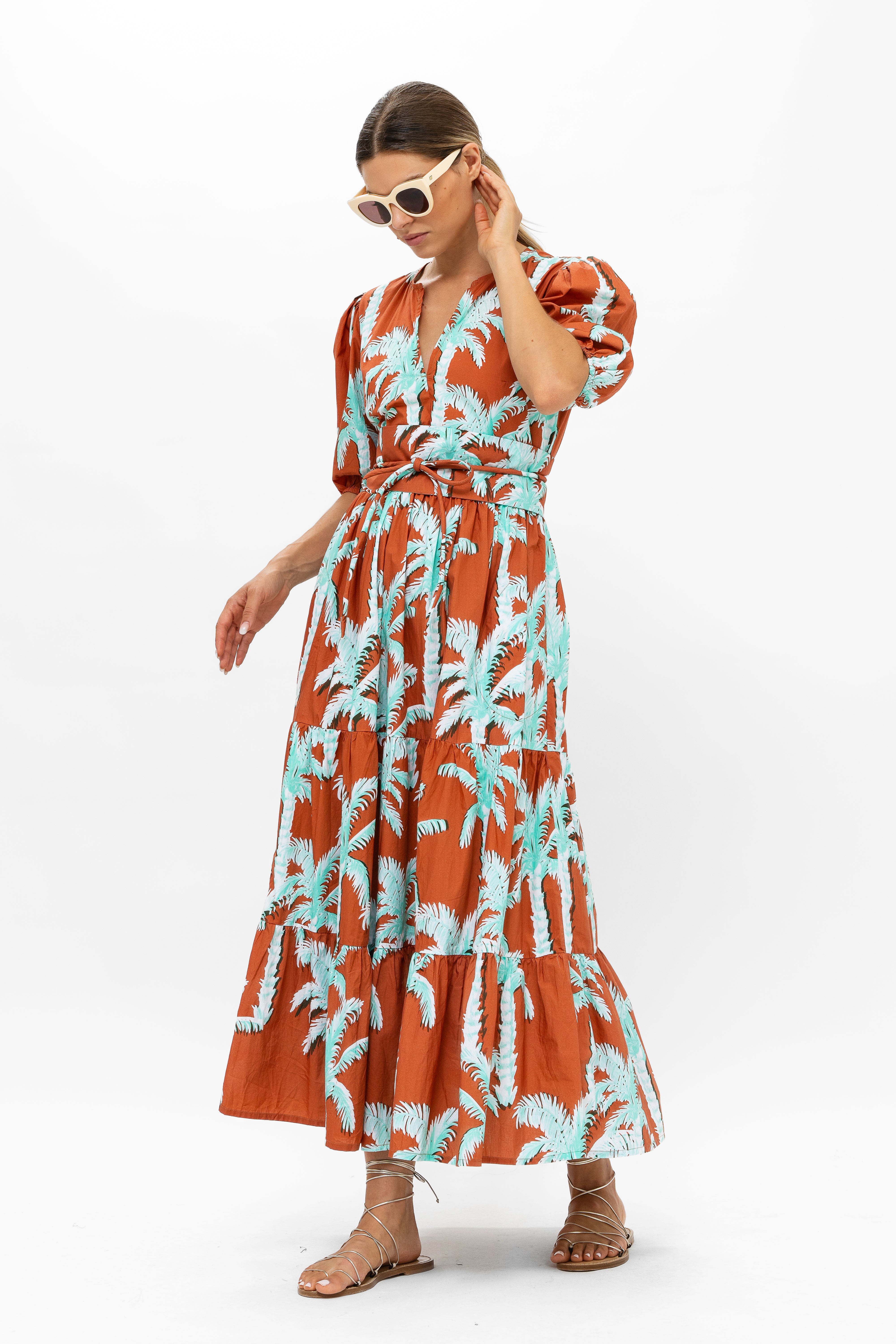 Puff Sleeve Maxi- Cartagena Brown