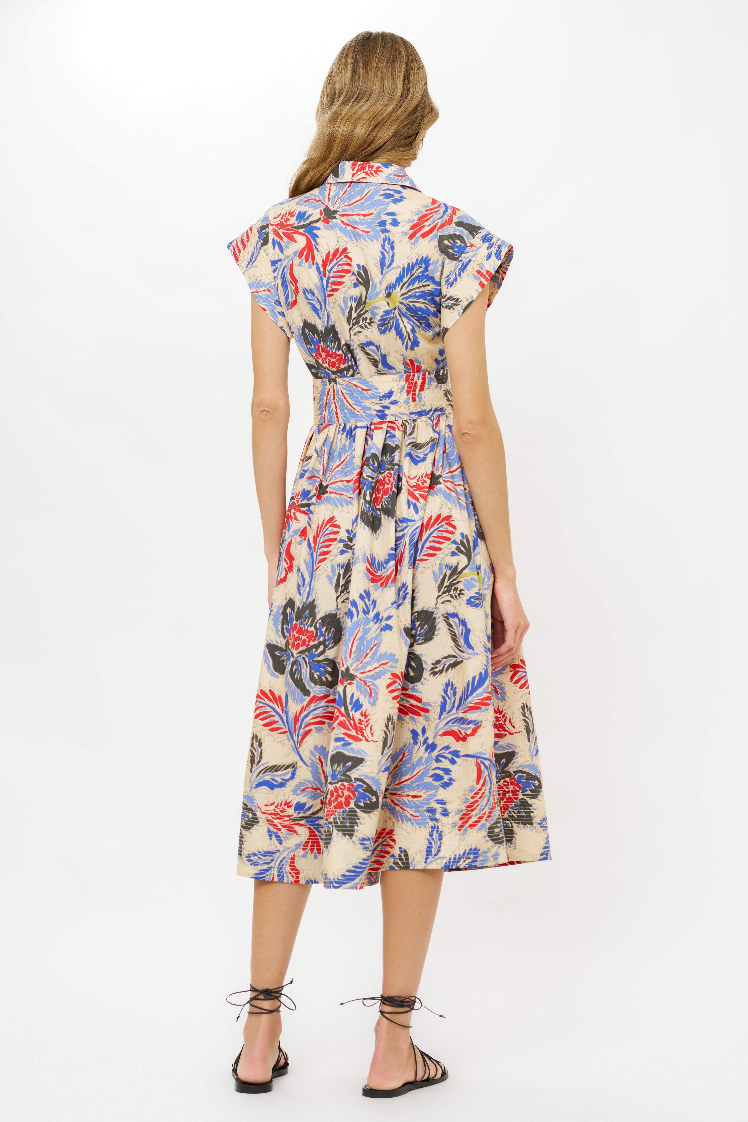 Belted Shirt Dress- Chennai Cobalt