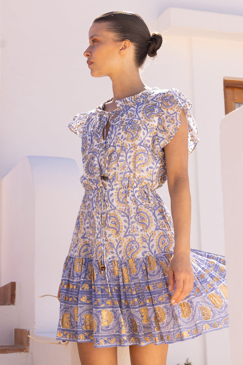 Cinched Flirty Short- Marseille Blue